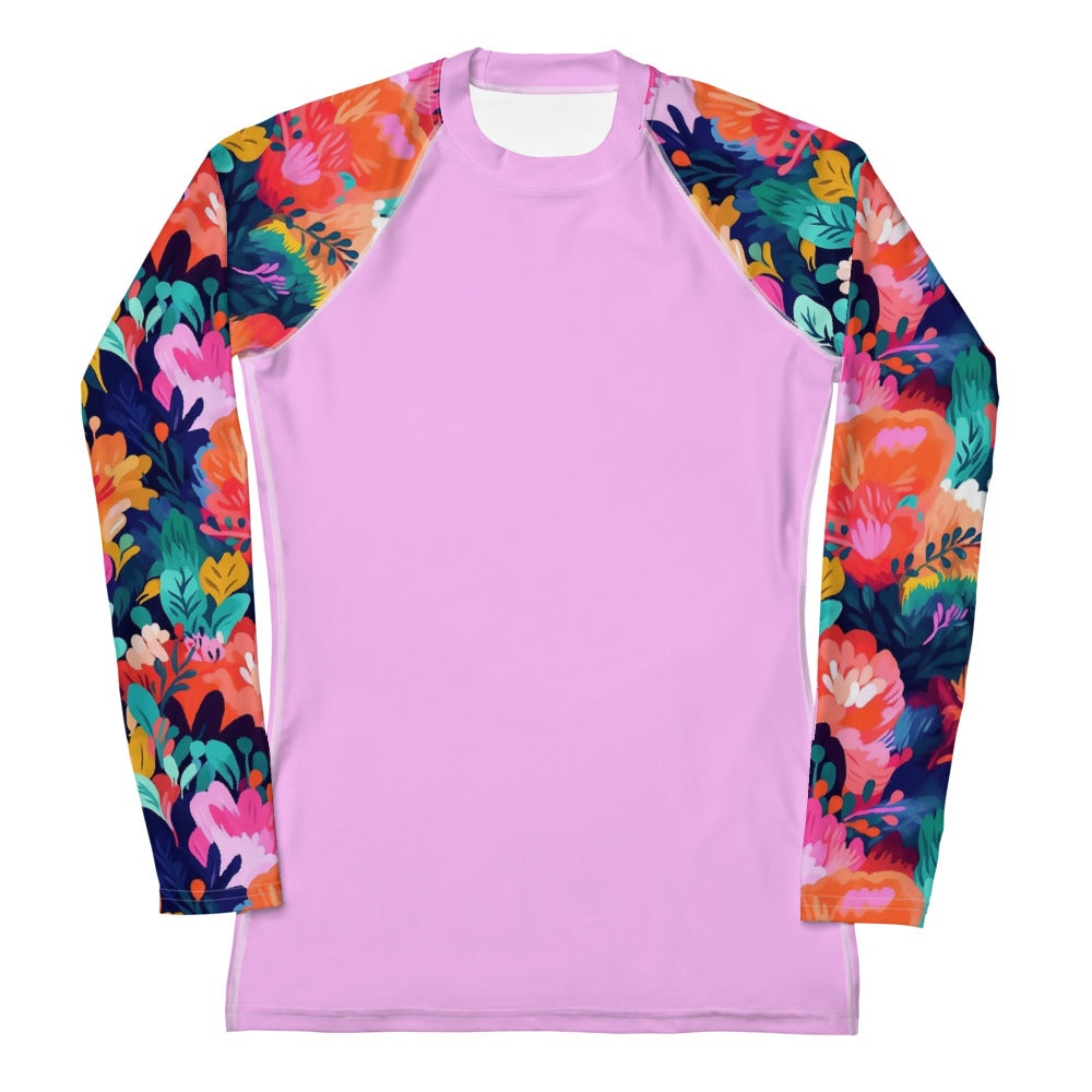 Women's Rash Guard Watercolor flowers Light Pink