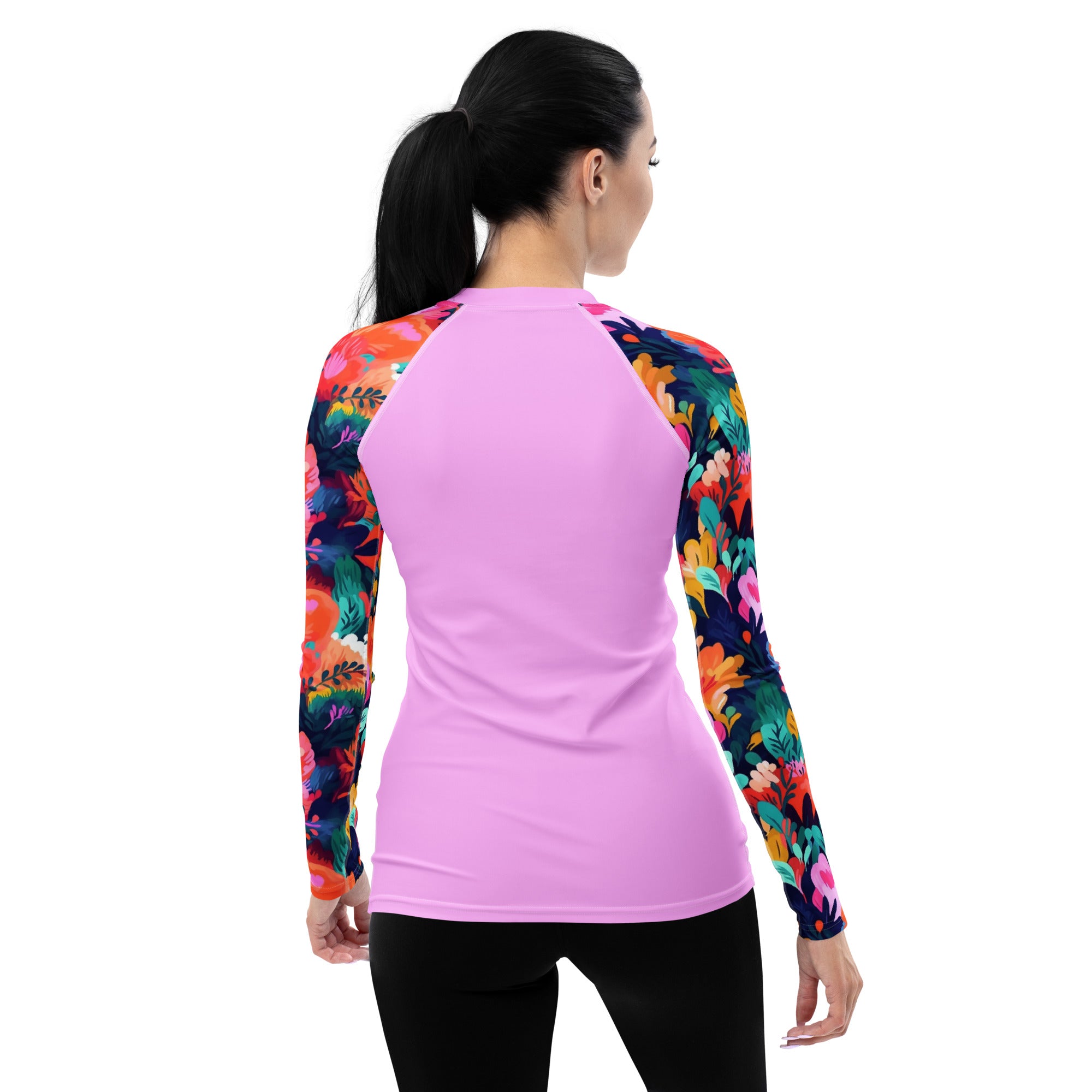 Women's Rash Guard Watercolor flowers Light Pink