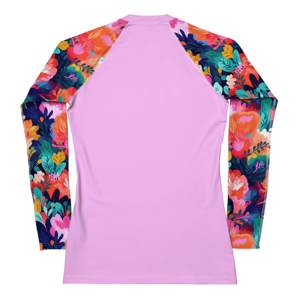 Women's Rash Guard Watercolor flowers Light Pink
