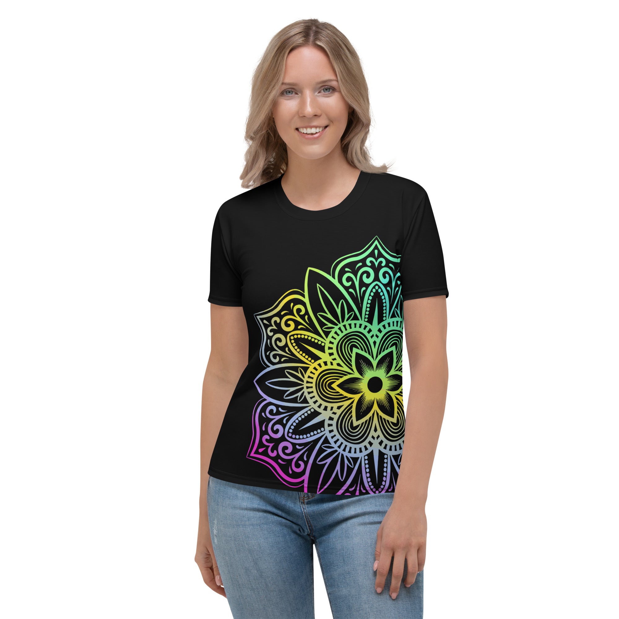 Women's T shirt Black Mandala