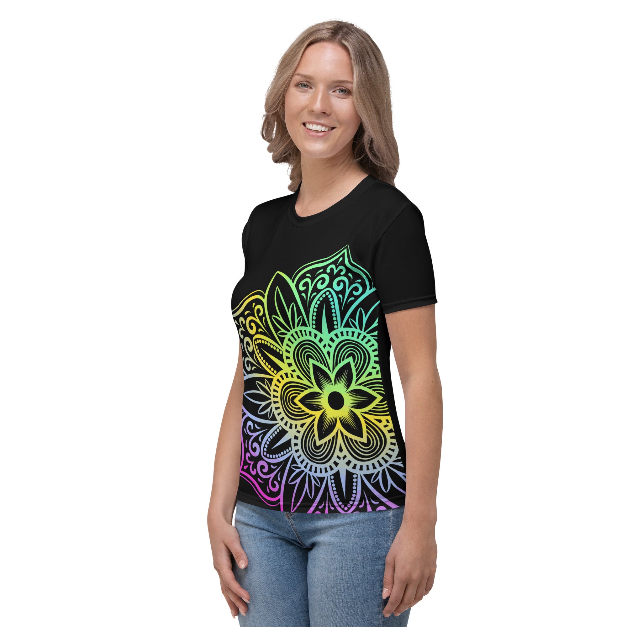 Women's T shirt Black Mandala