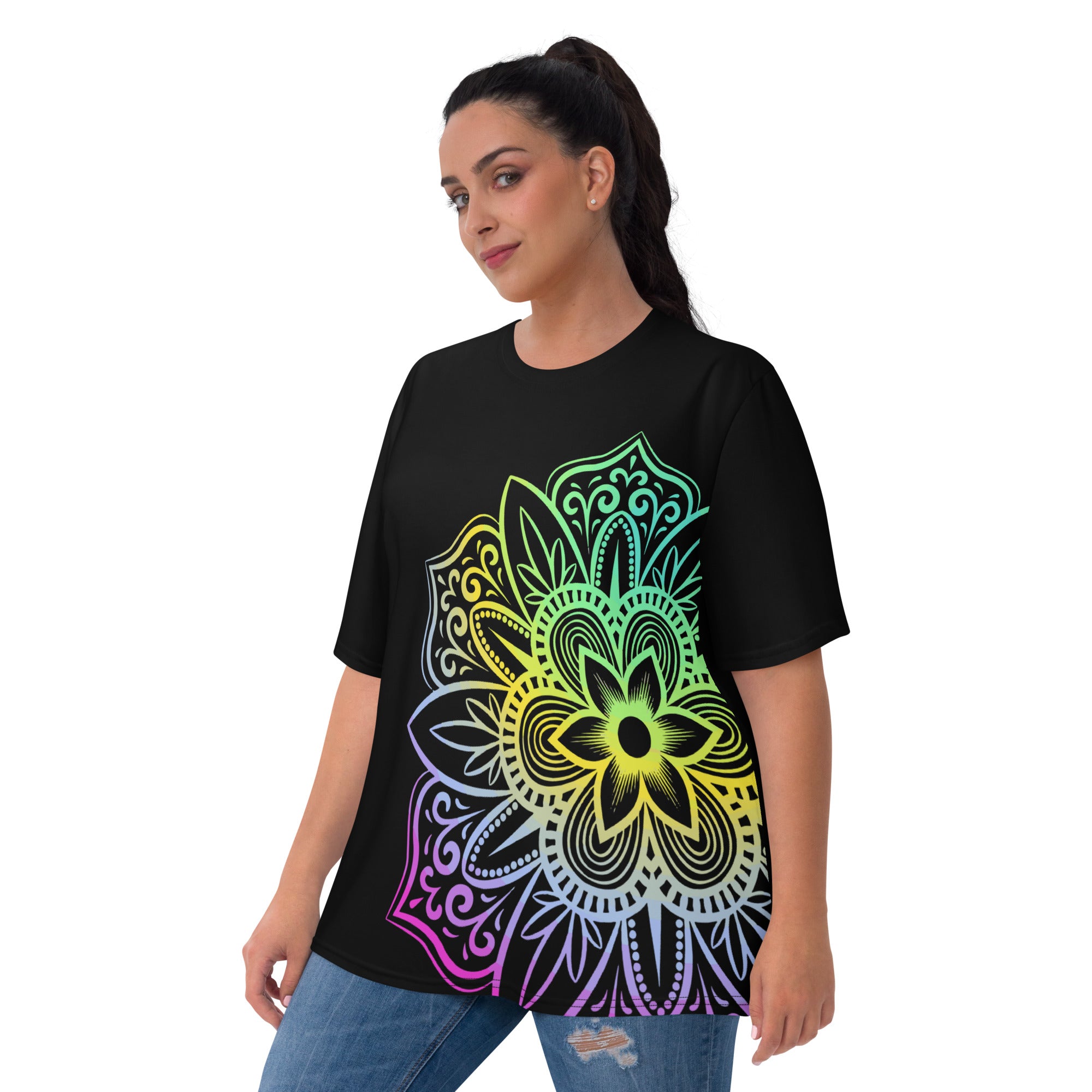 Women's T shirt Black Mandala