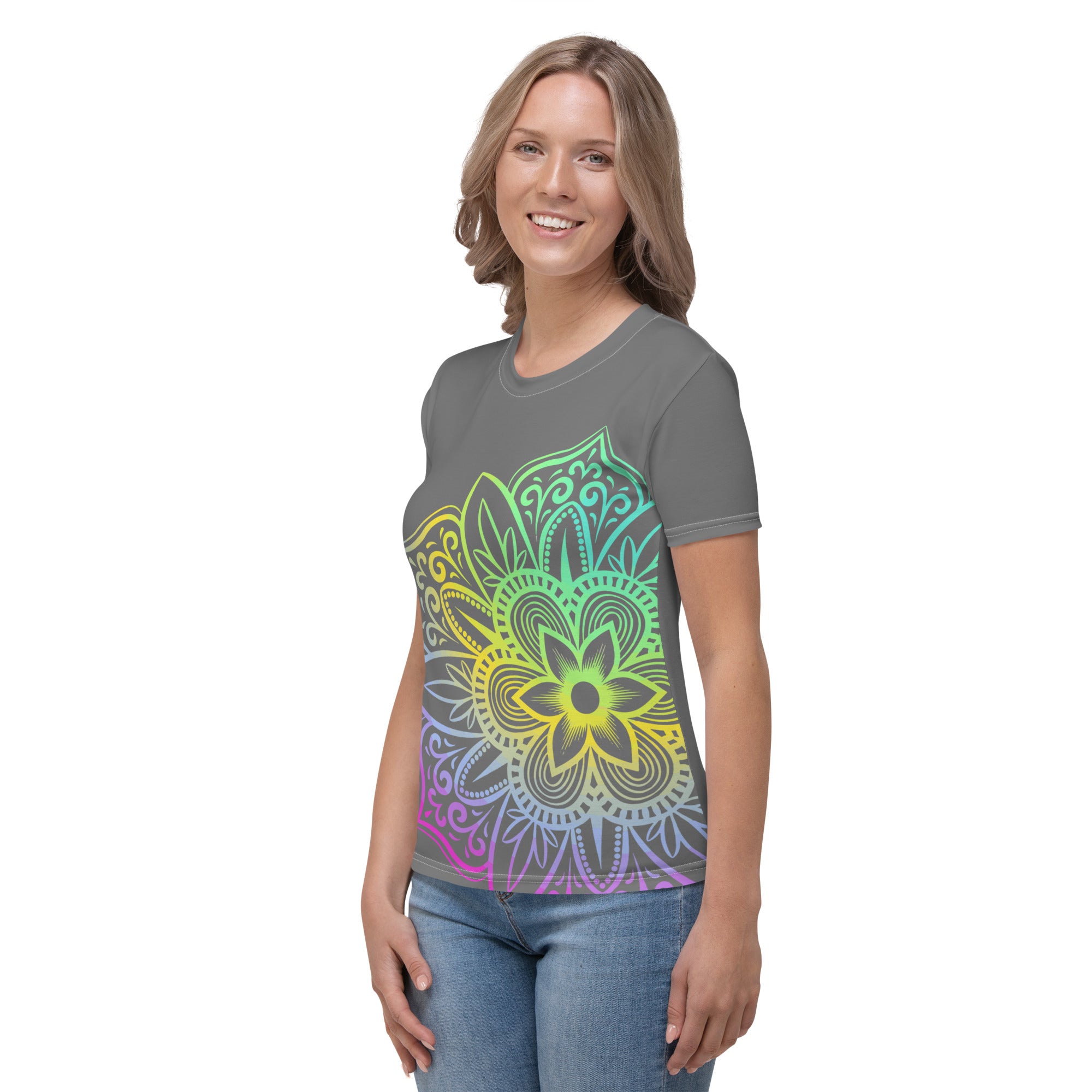 Women's T shirt Grey Mandala