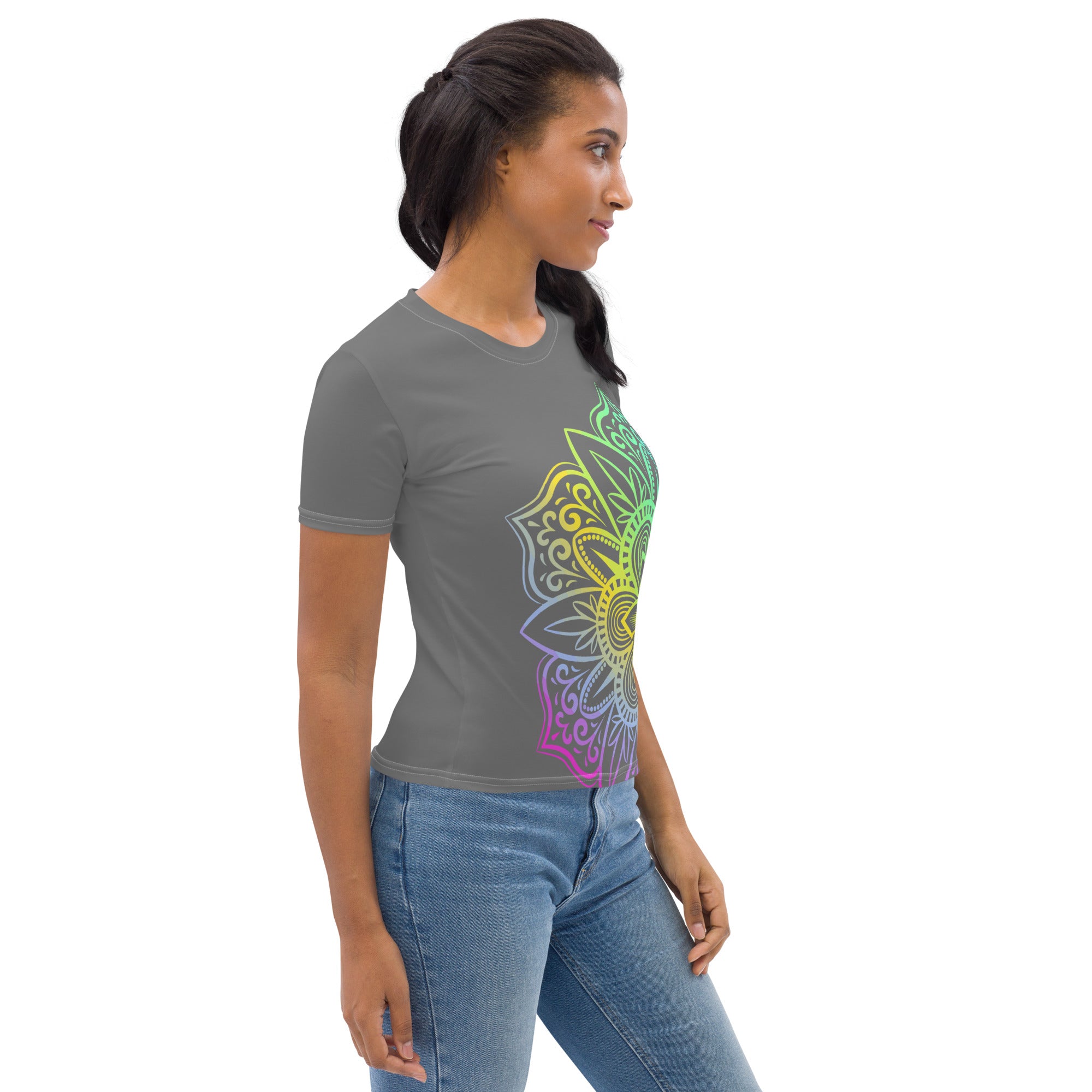 Women's T shirt Grey Mandala