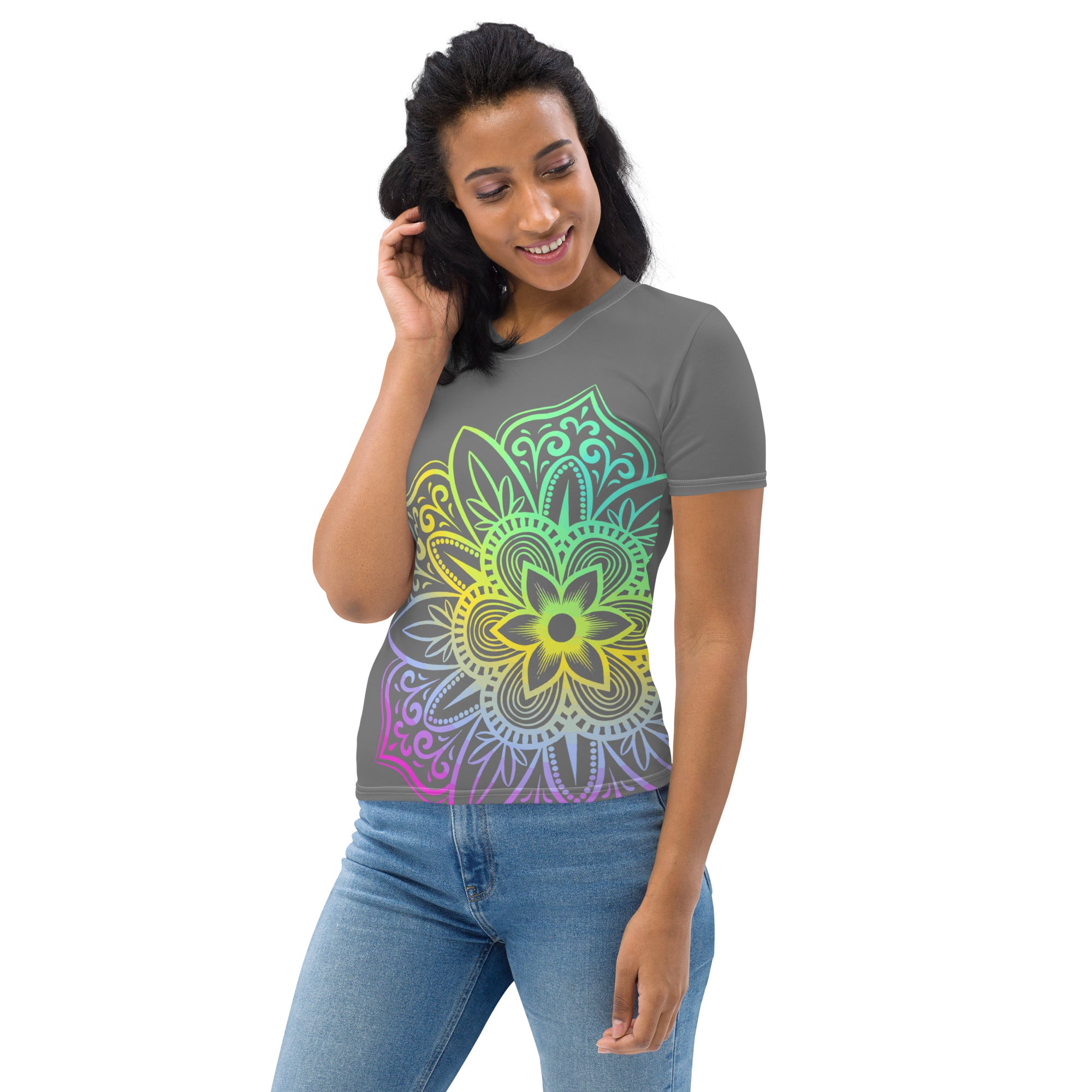 Women's T shirt Grey Mandala