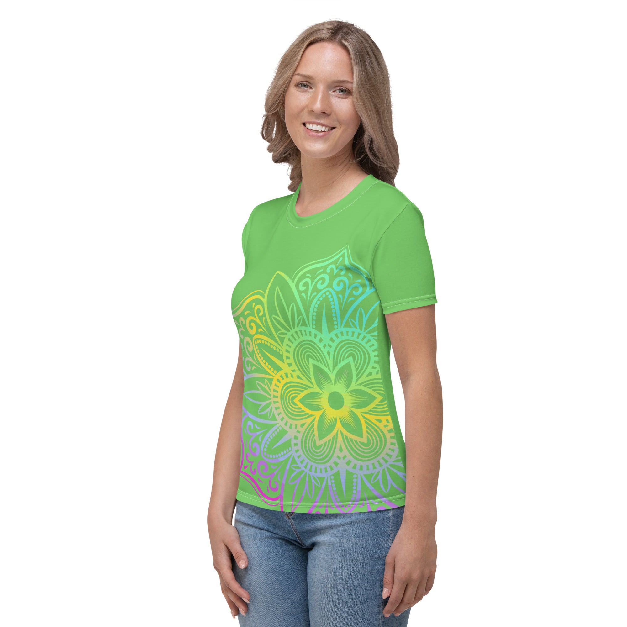 Women's T shirt Mantis Green Mandala