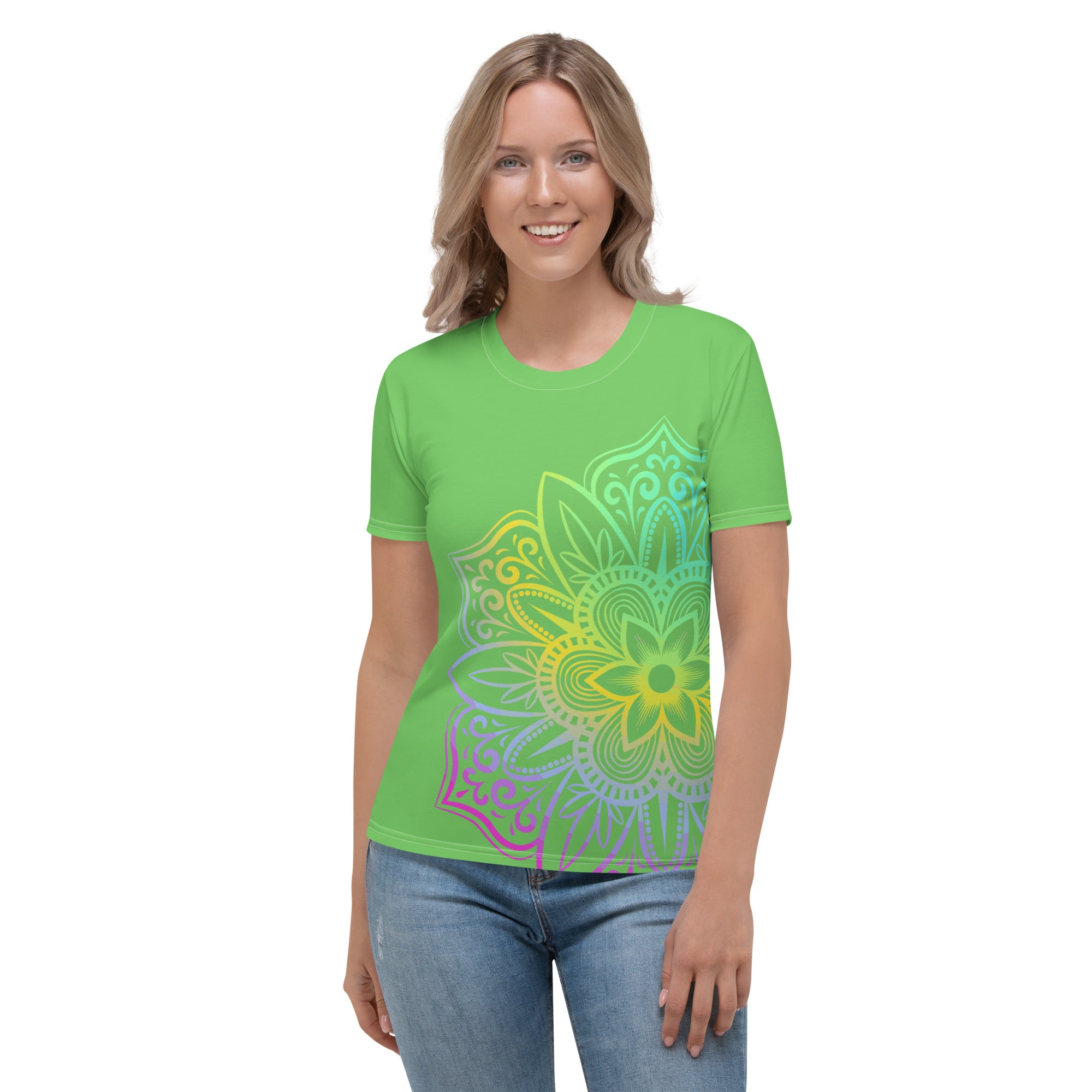 Women's T shirt Mantis Green Mandala