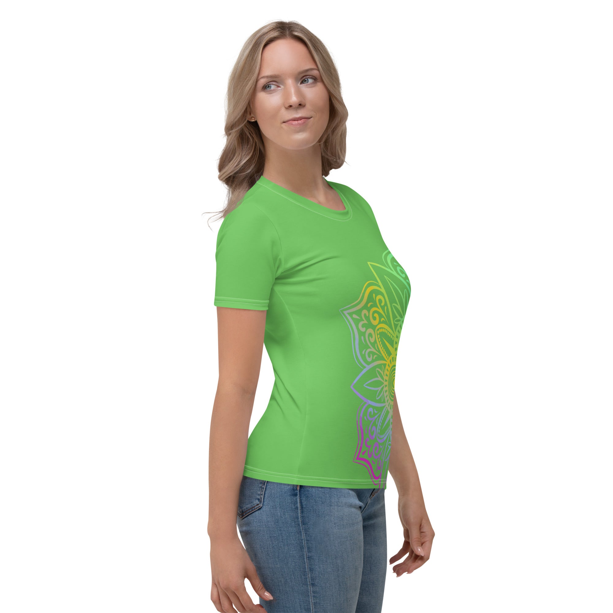 Women's T shirt Mantis Green Mandala