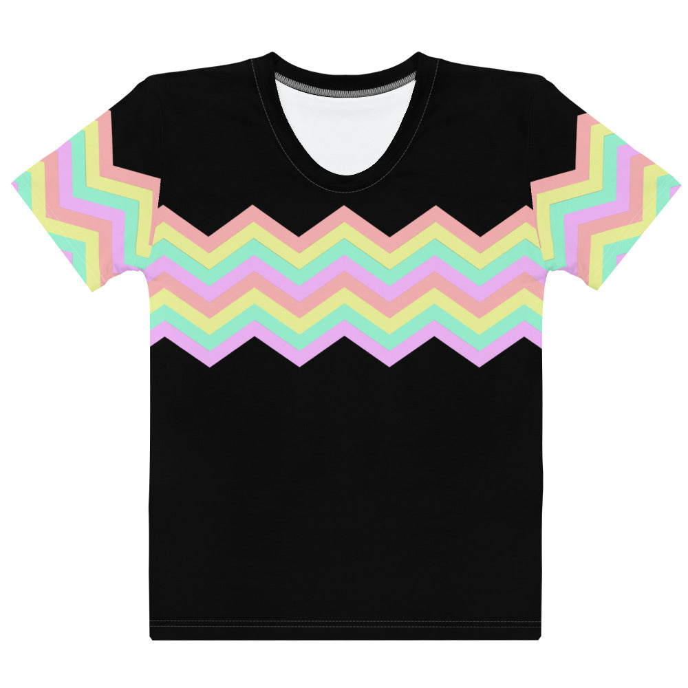 Women's T shirt Multicolor Zigzag I Black