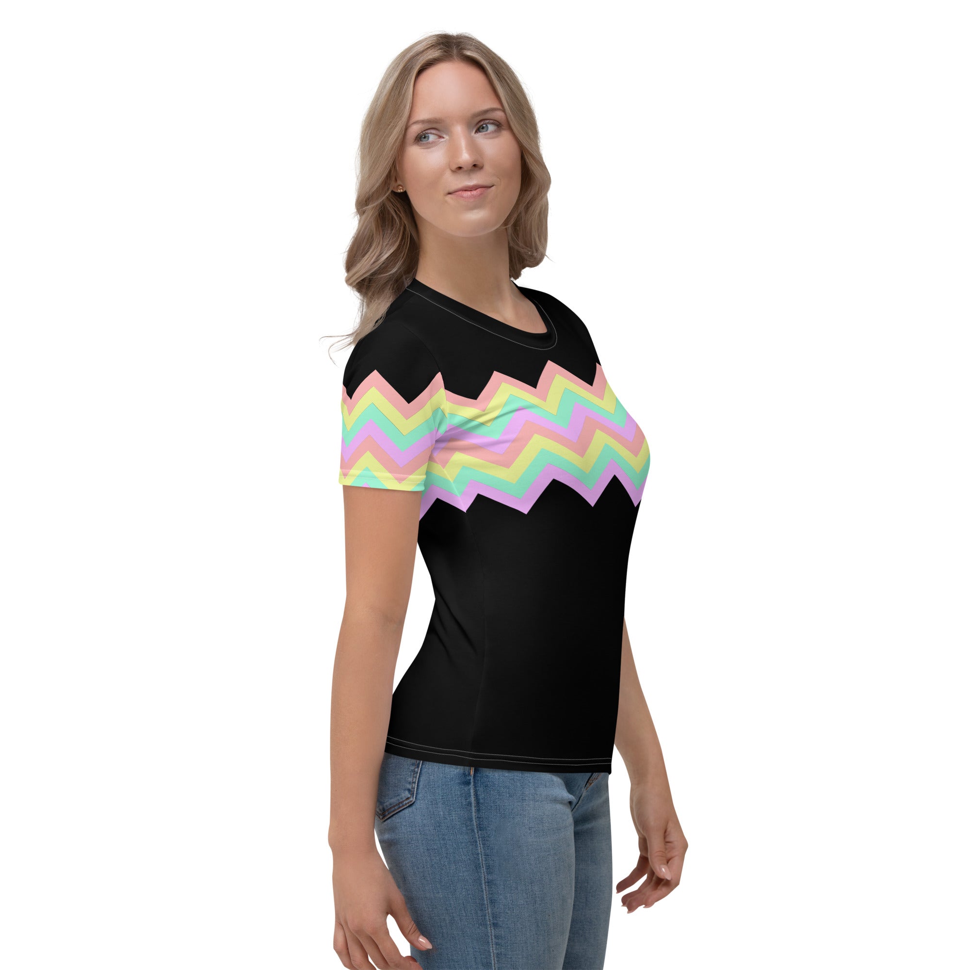Women's T shirt Multicolor Zigzag I Black