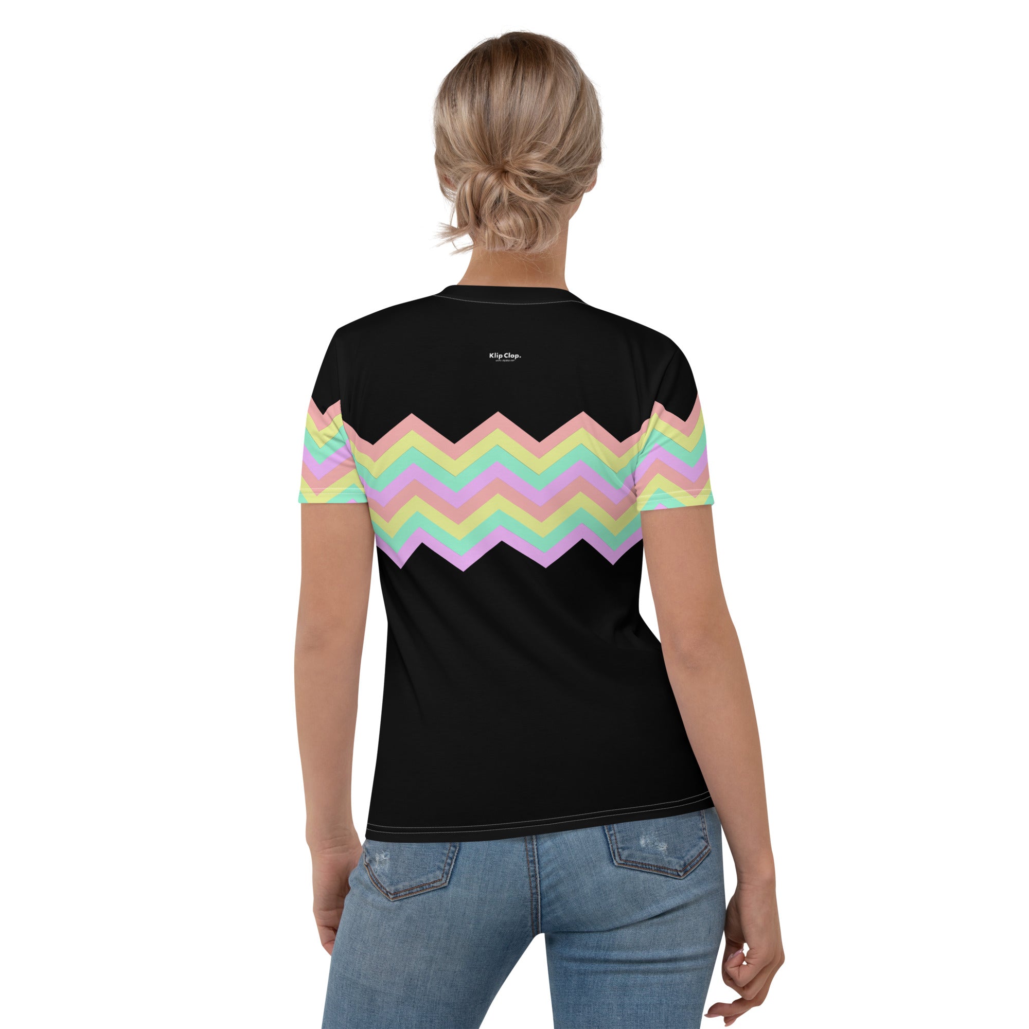 Women's T shirt Multicolor Zigzag I Black