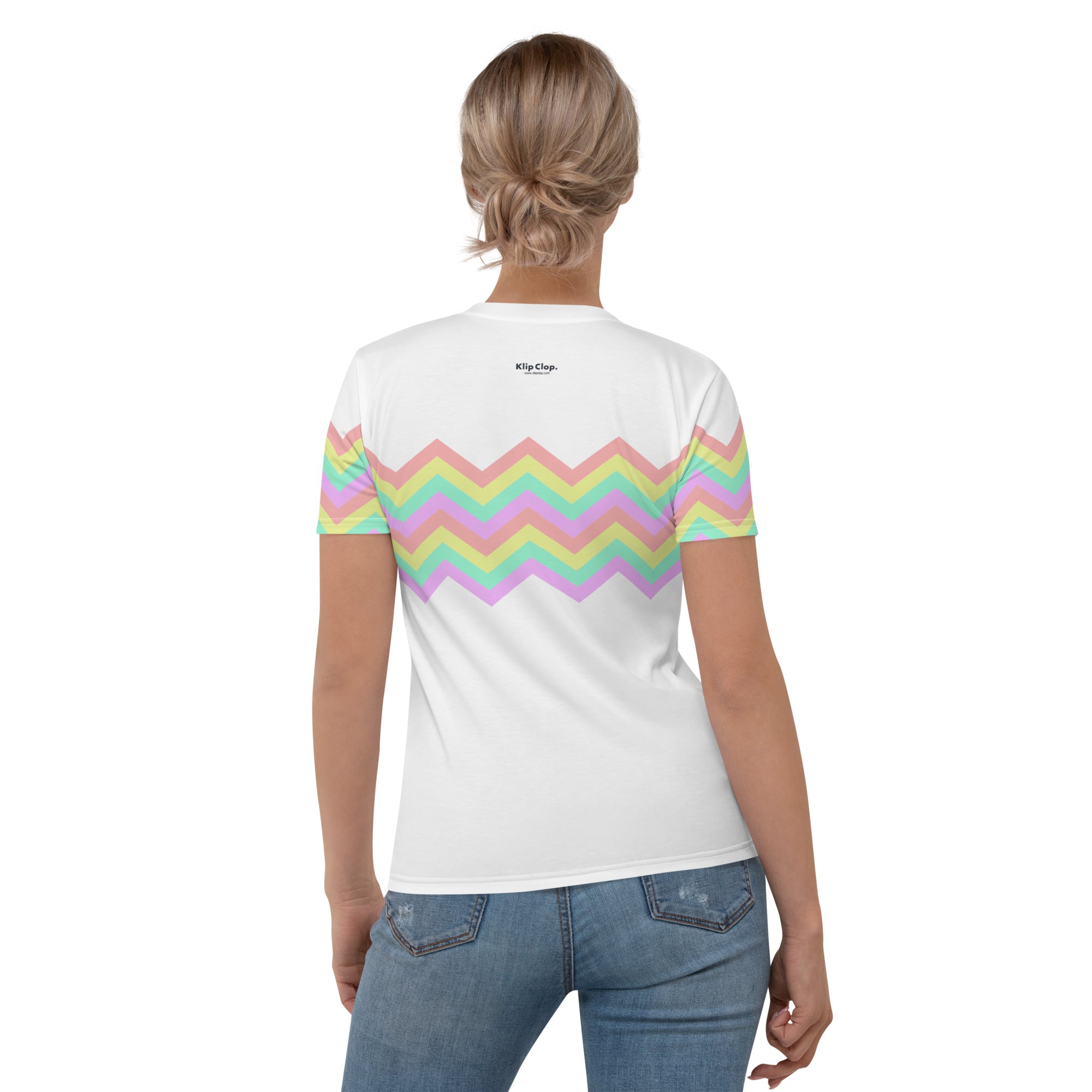 Women's T shirt Multicolor Zigzag I White