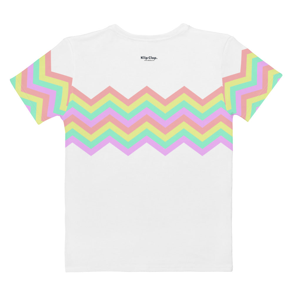 Women's T shirt Multicolor Zigzag I White