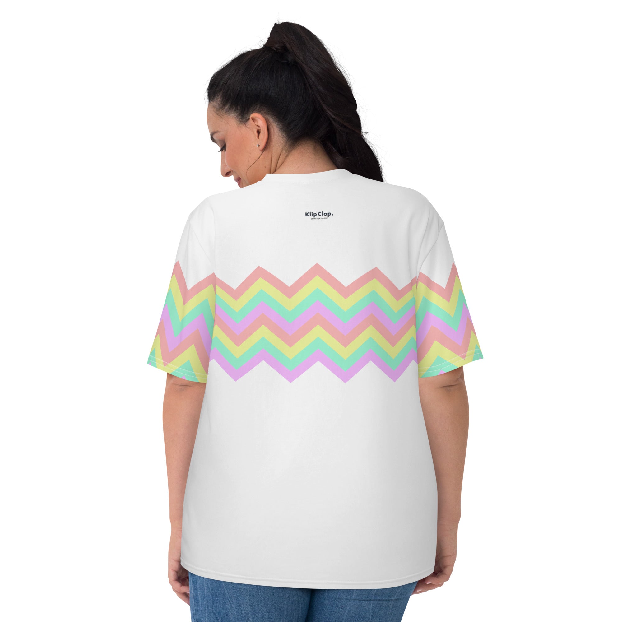 Women's T shirt Multicolor Zigzag I White