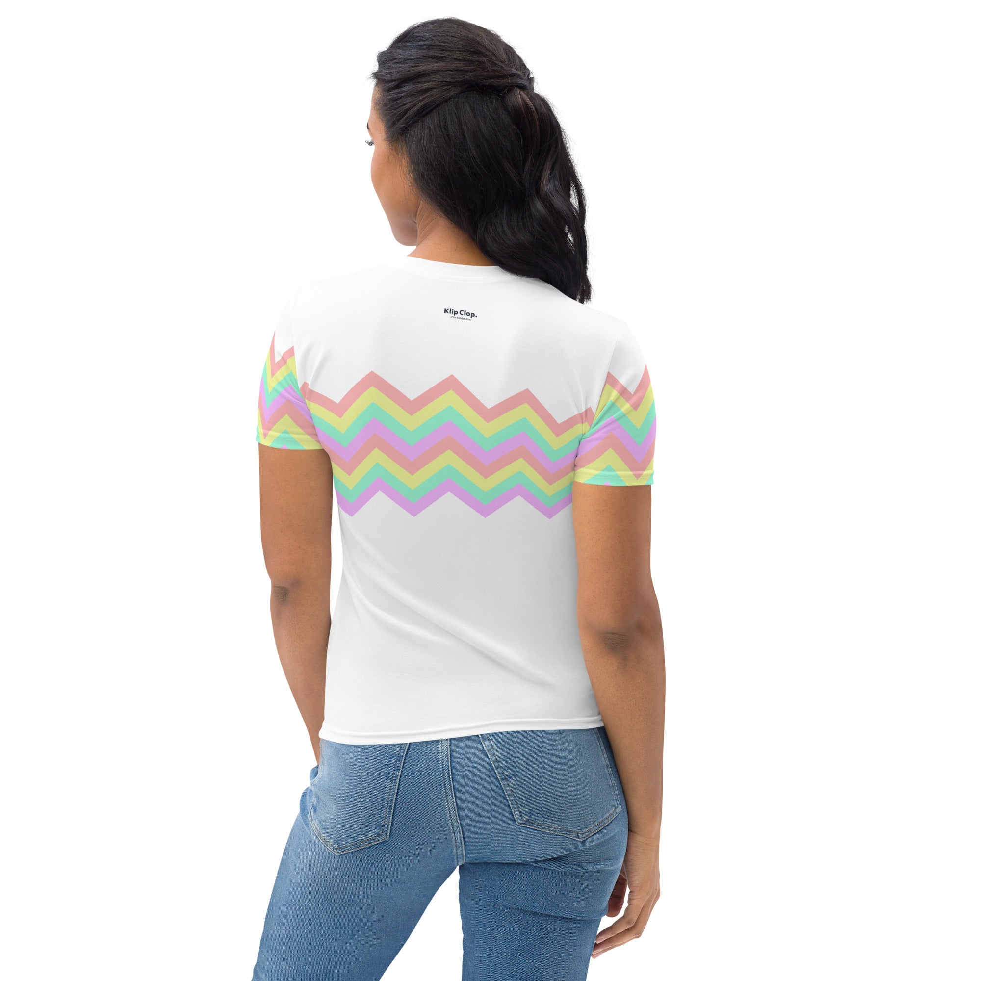 Women's T shirt Multicolor Zigzag I White