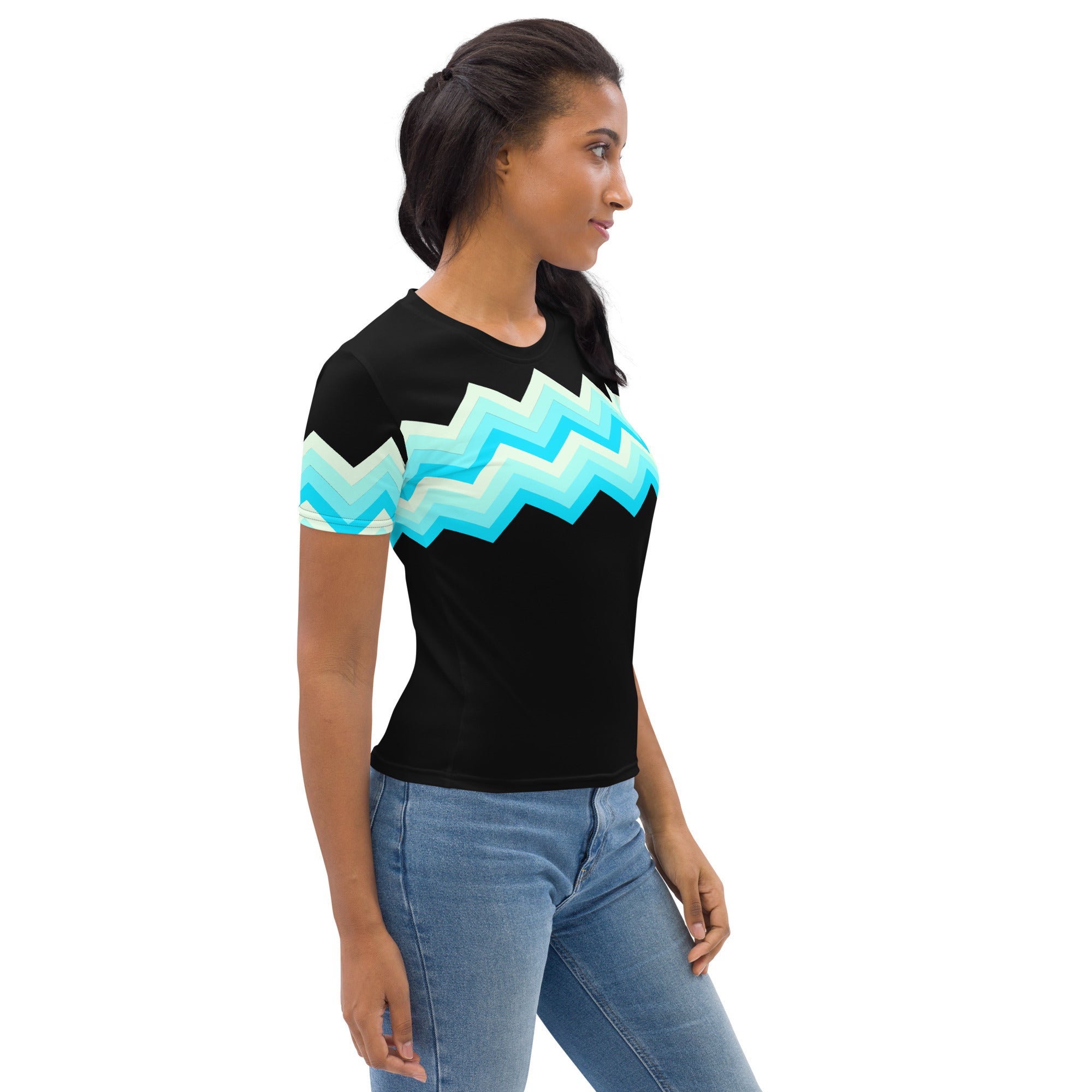 Women's T shirt Multicolor Zigzag II Black