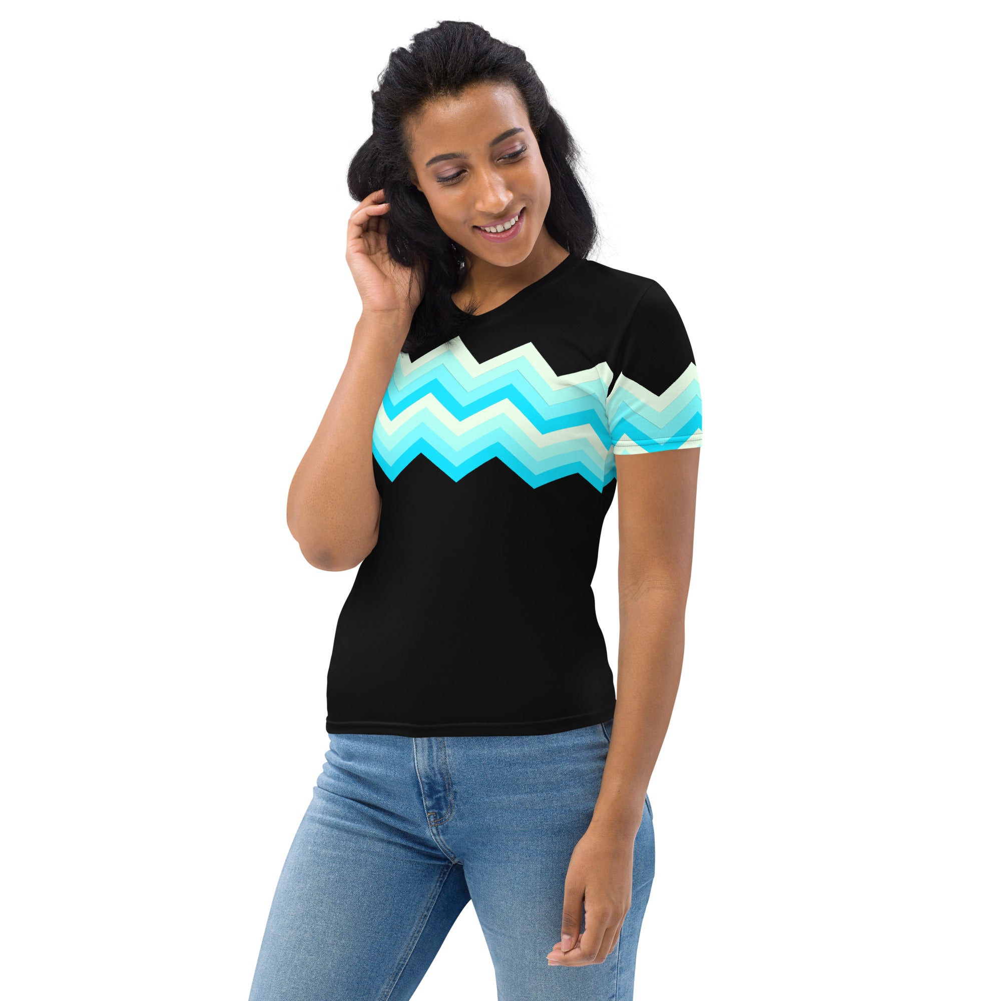 Women's T shirt Multicolor Zigzag II Black