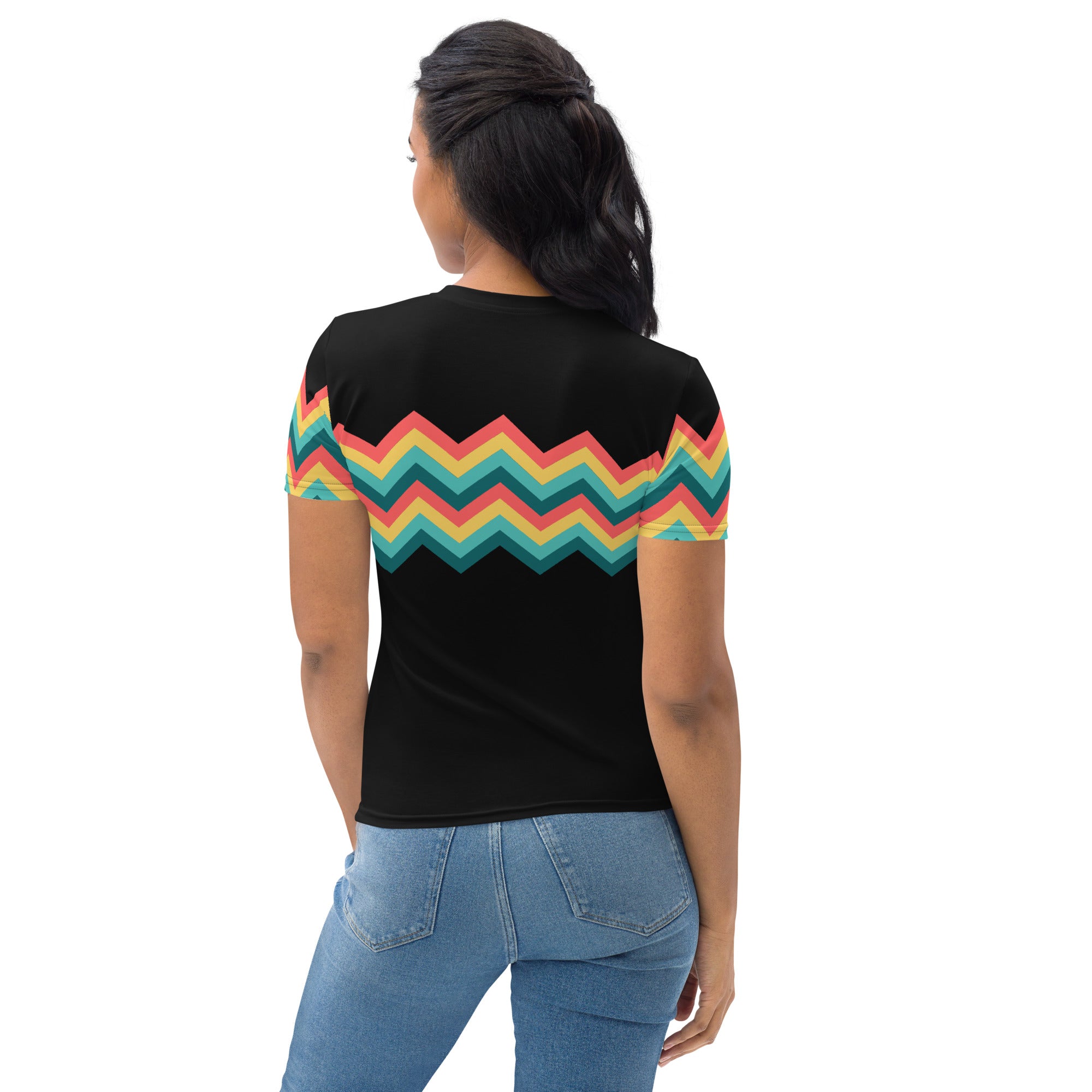 Women's T shirt Multicolor Zigzag III Black