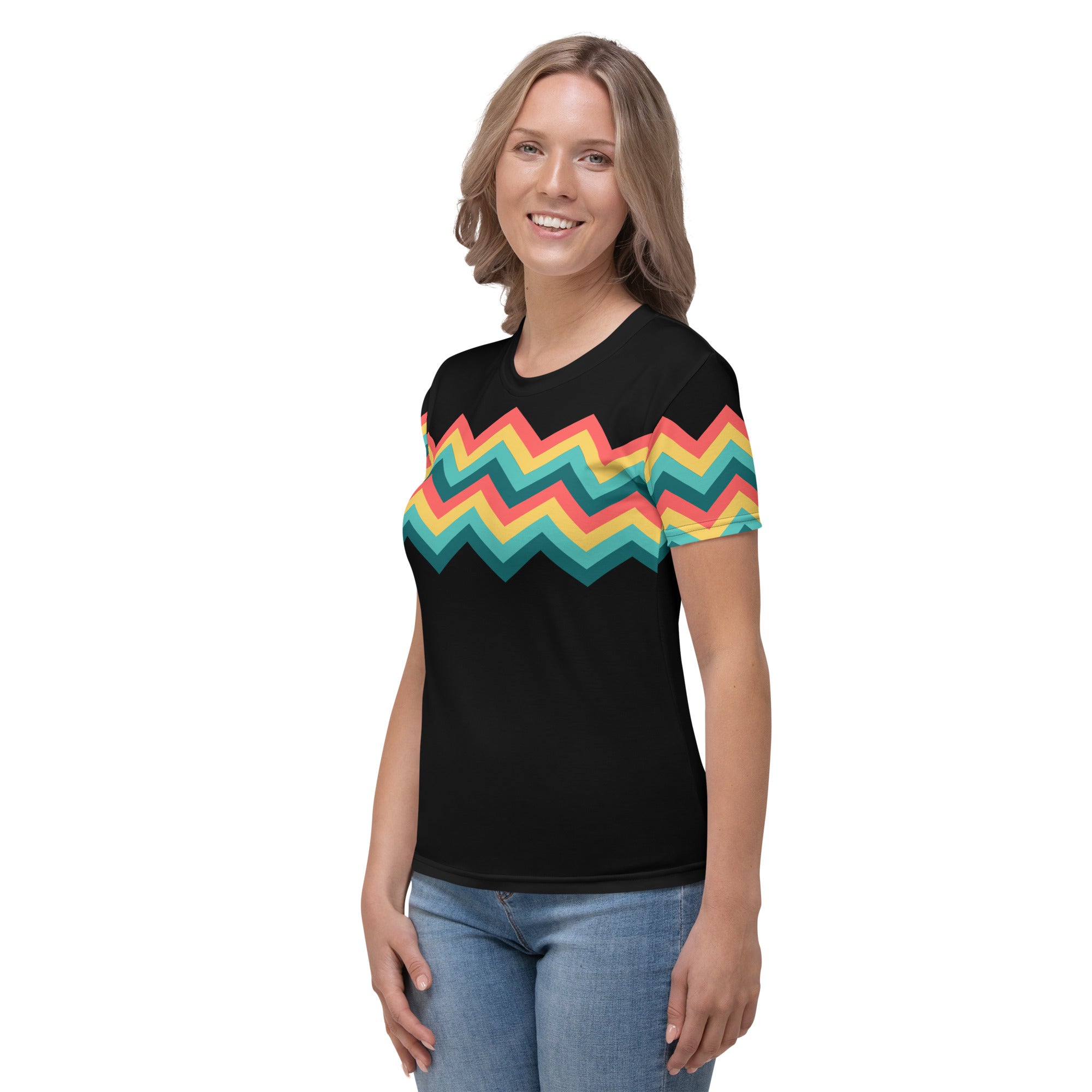 Women's T shirt Multicolor Zigzag III Black