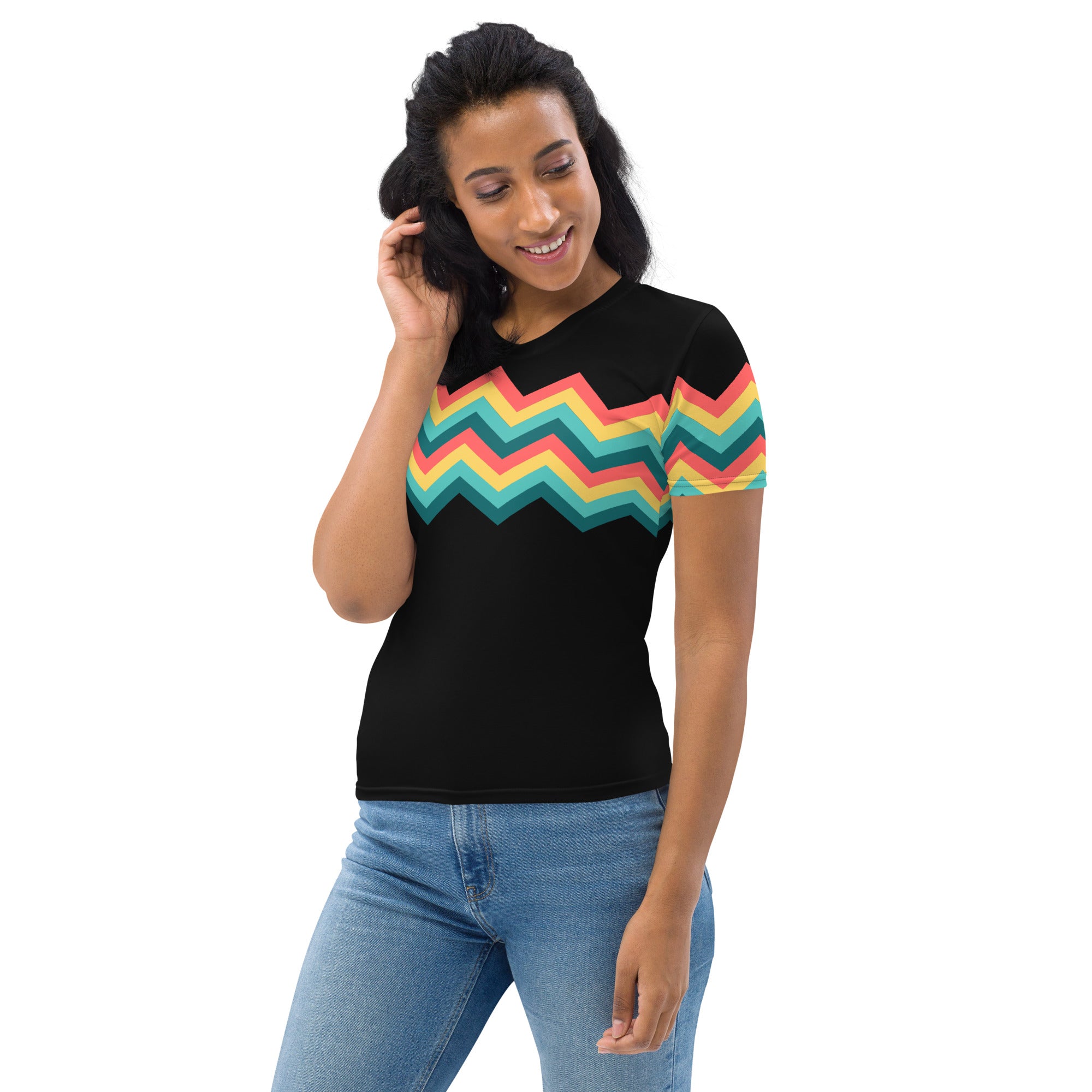 Women's T shirt Multicolor Zigzag III Black