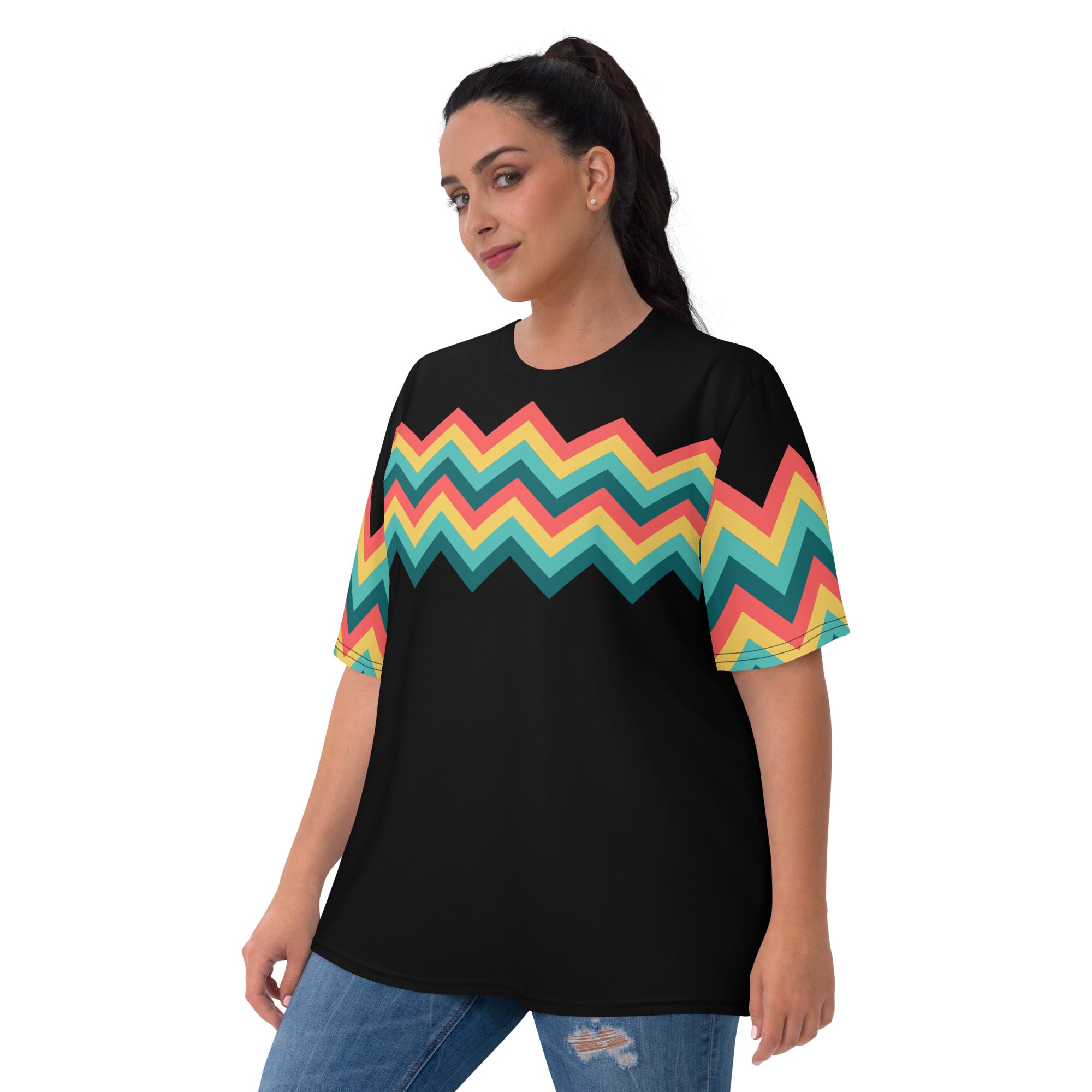 Women's T shirt Multicolor Zigzag III Black