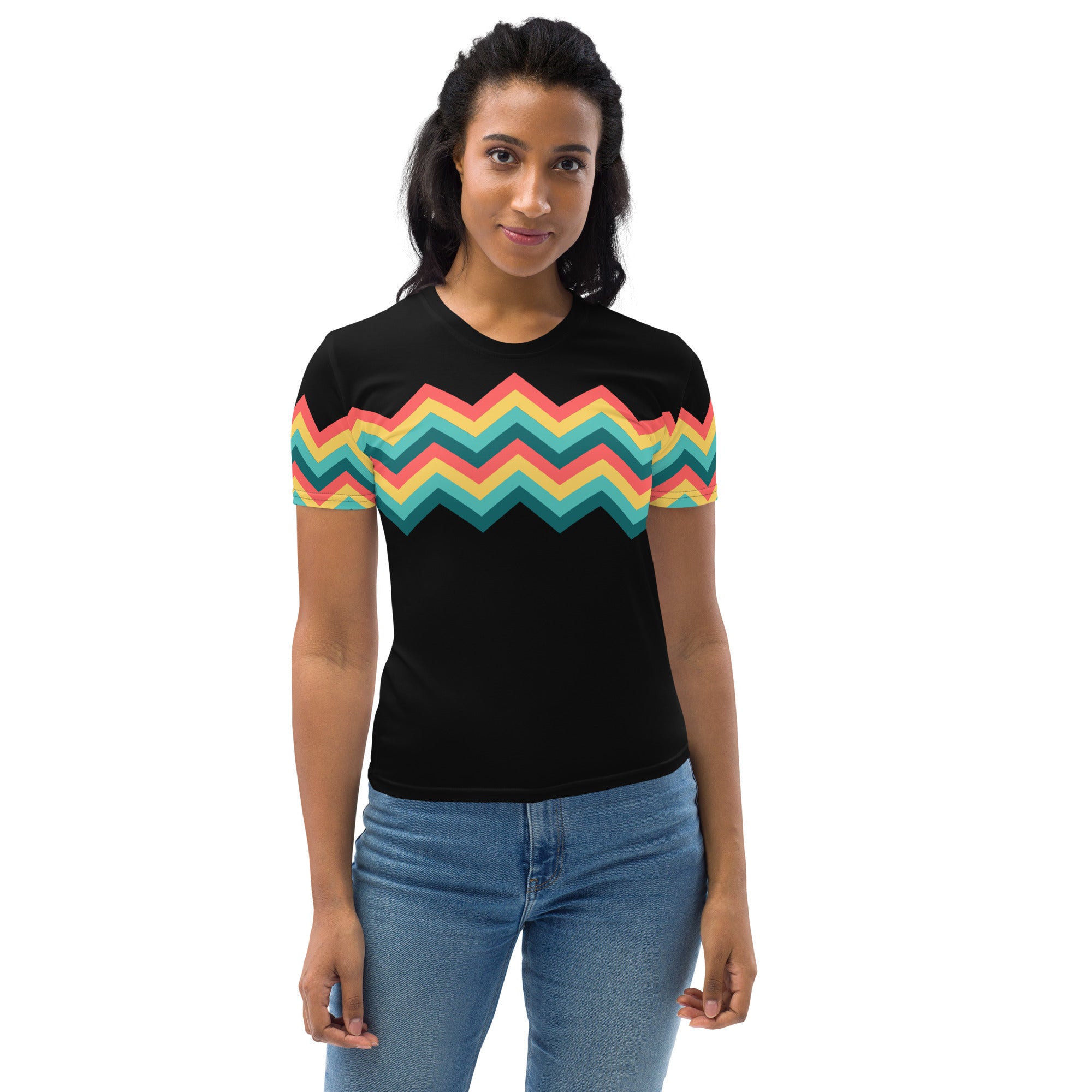 Women's T shirt Multicolor Zigzag III Black
