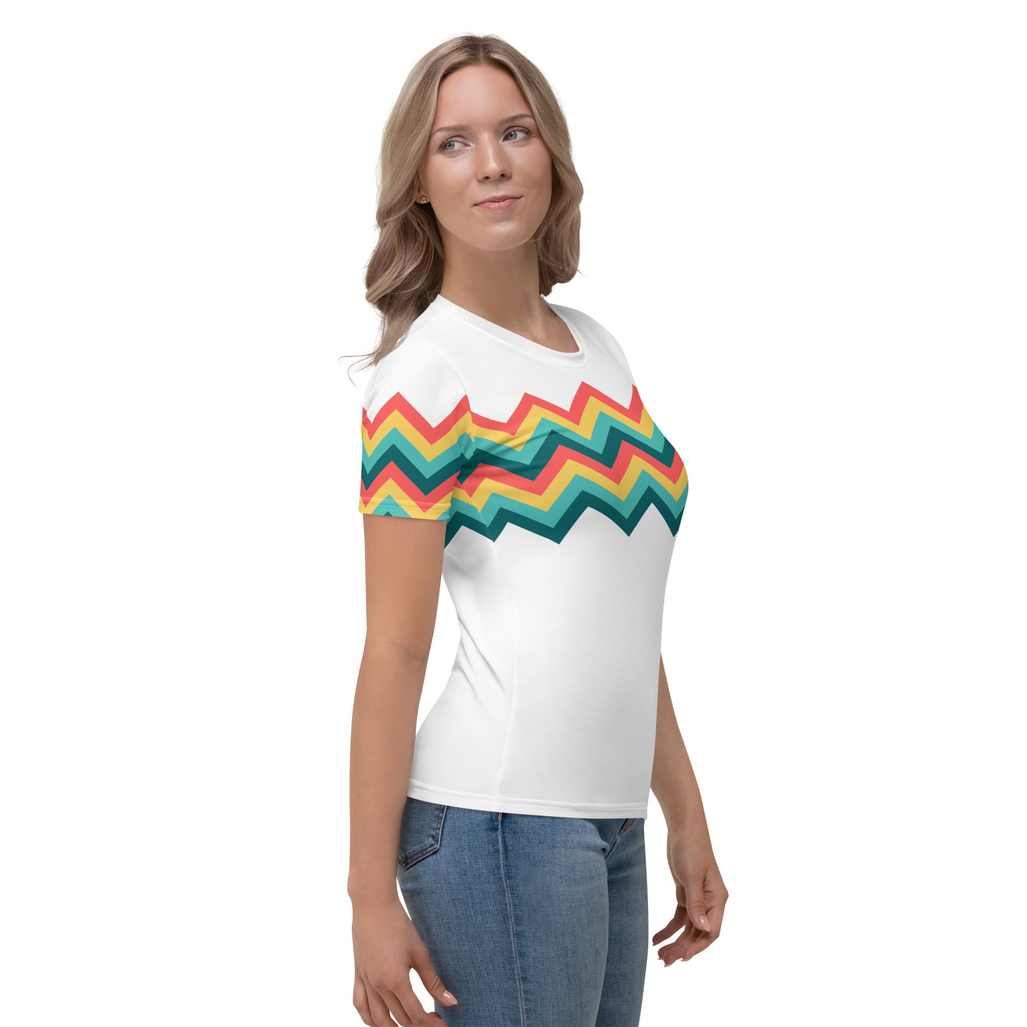 Women's T shirt Multicolor Zigzag III white
