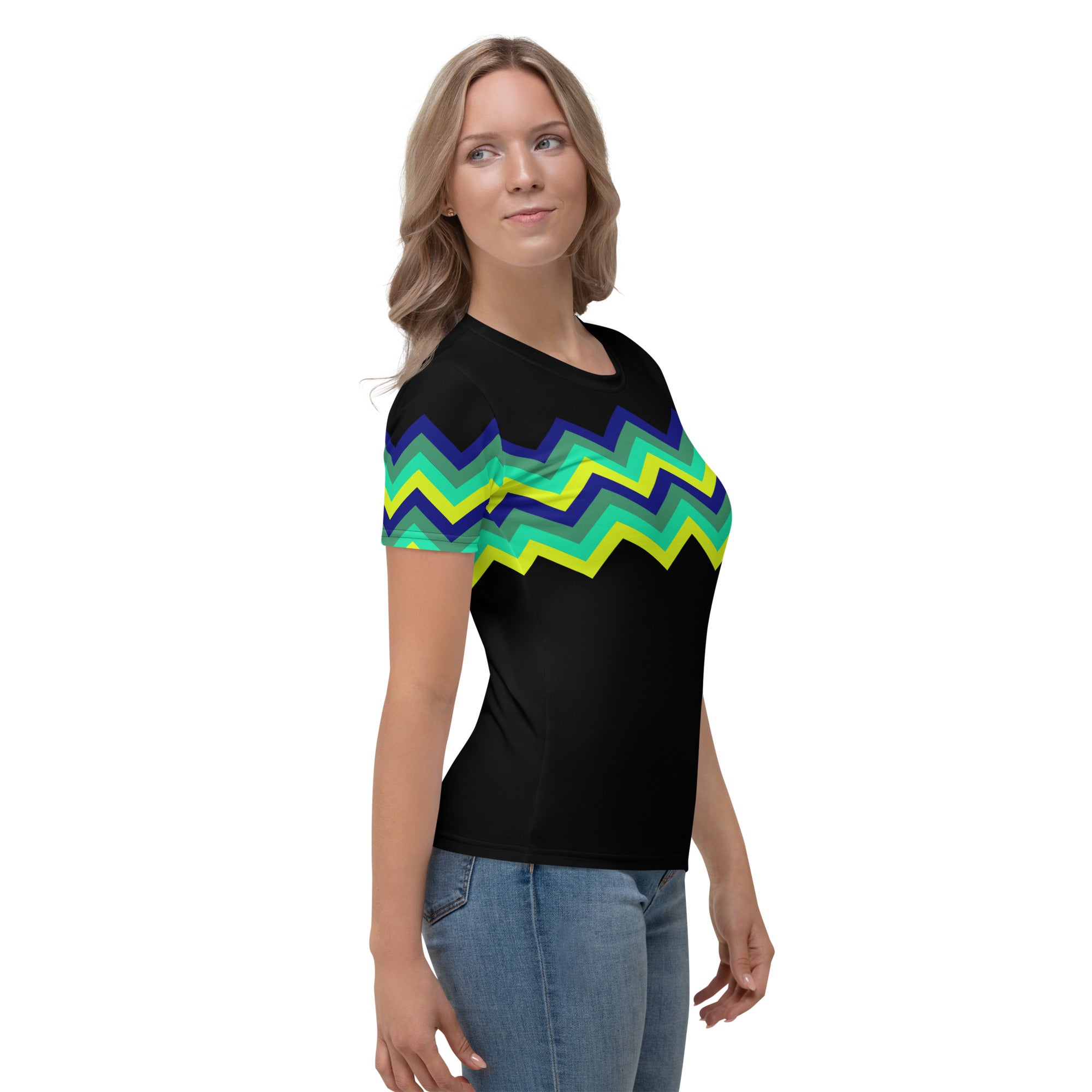 Women's T shirt Multicolor Zigzag IV Black