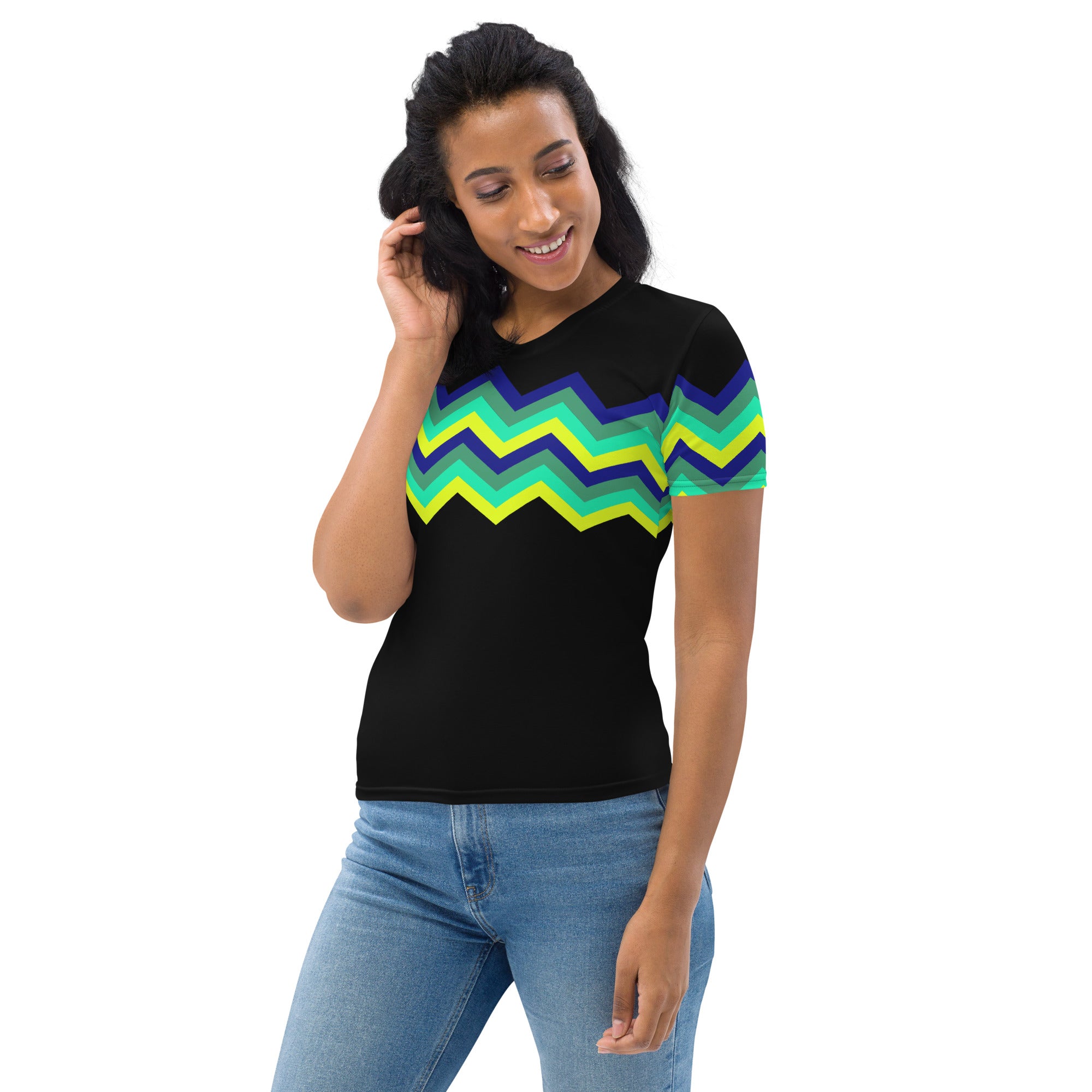 Women's T shirt Multicolor Zigzag IV Black