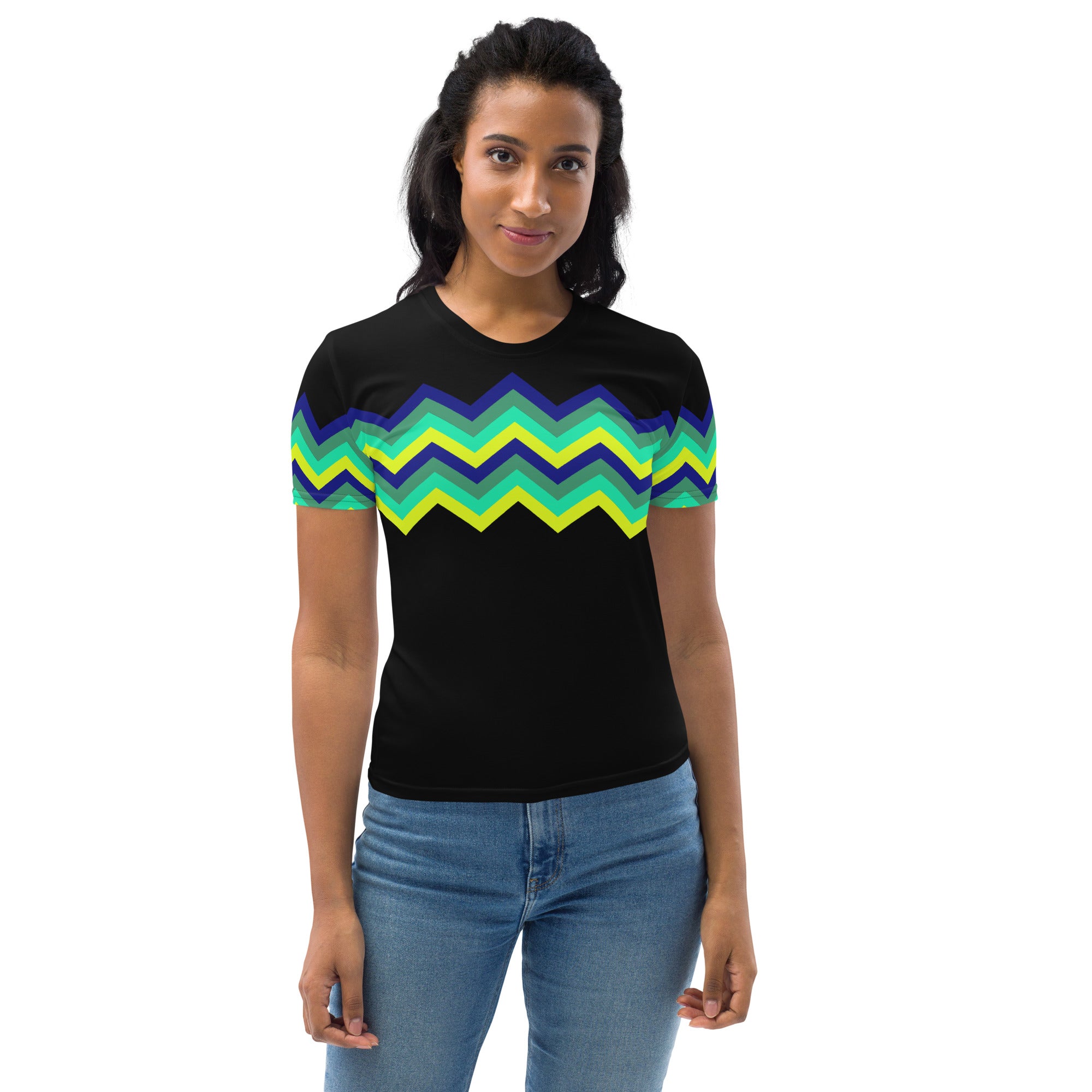 Women's T shirt Multicolor Zigzag IV Black