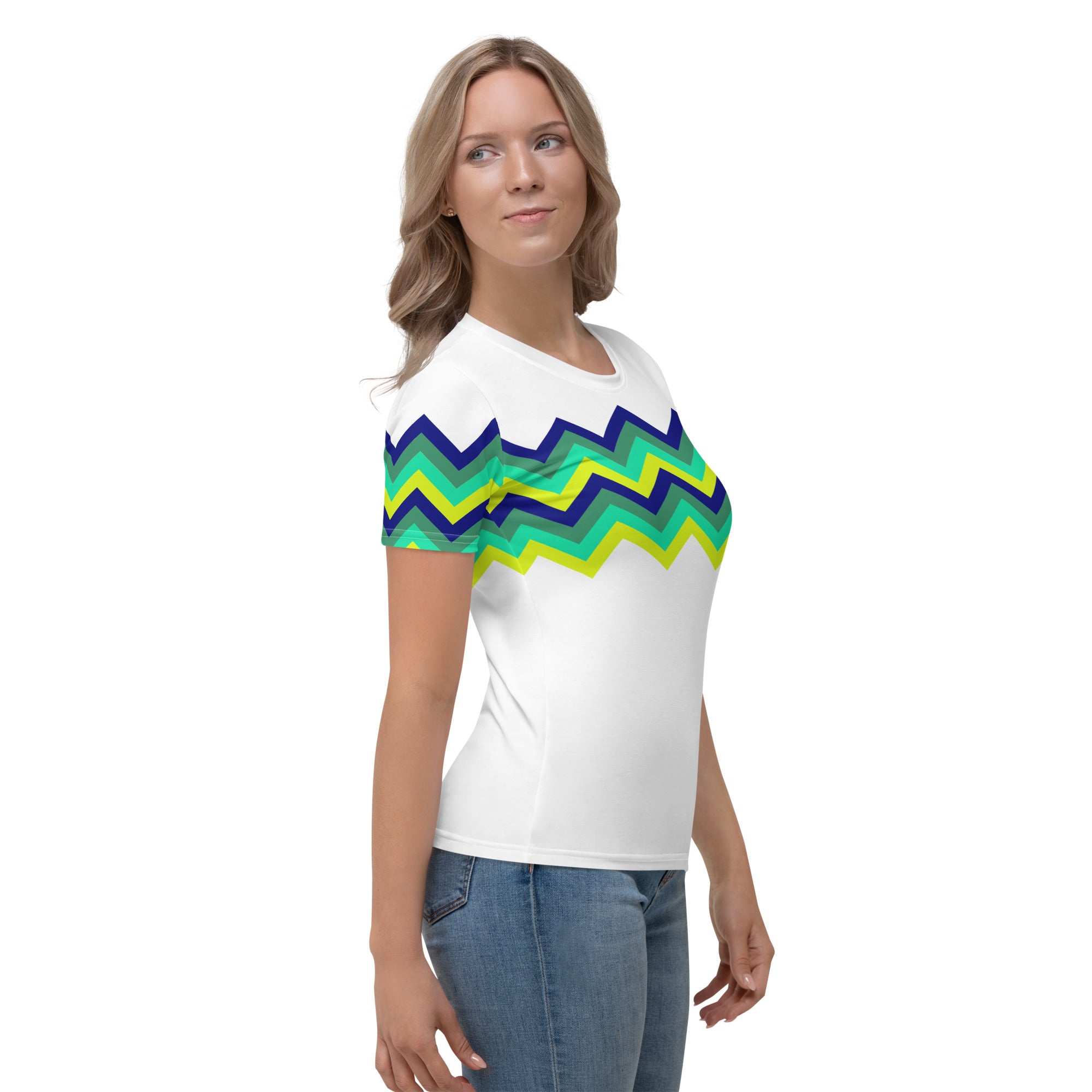 Women's T shirt Multicolor Zigzag IV white