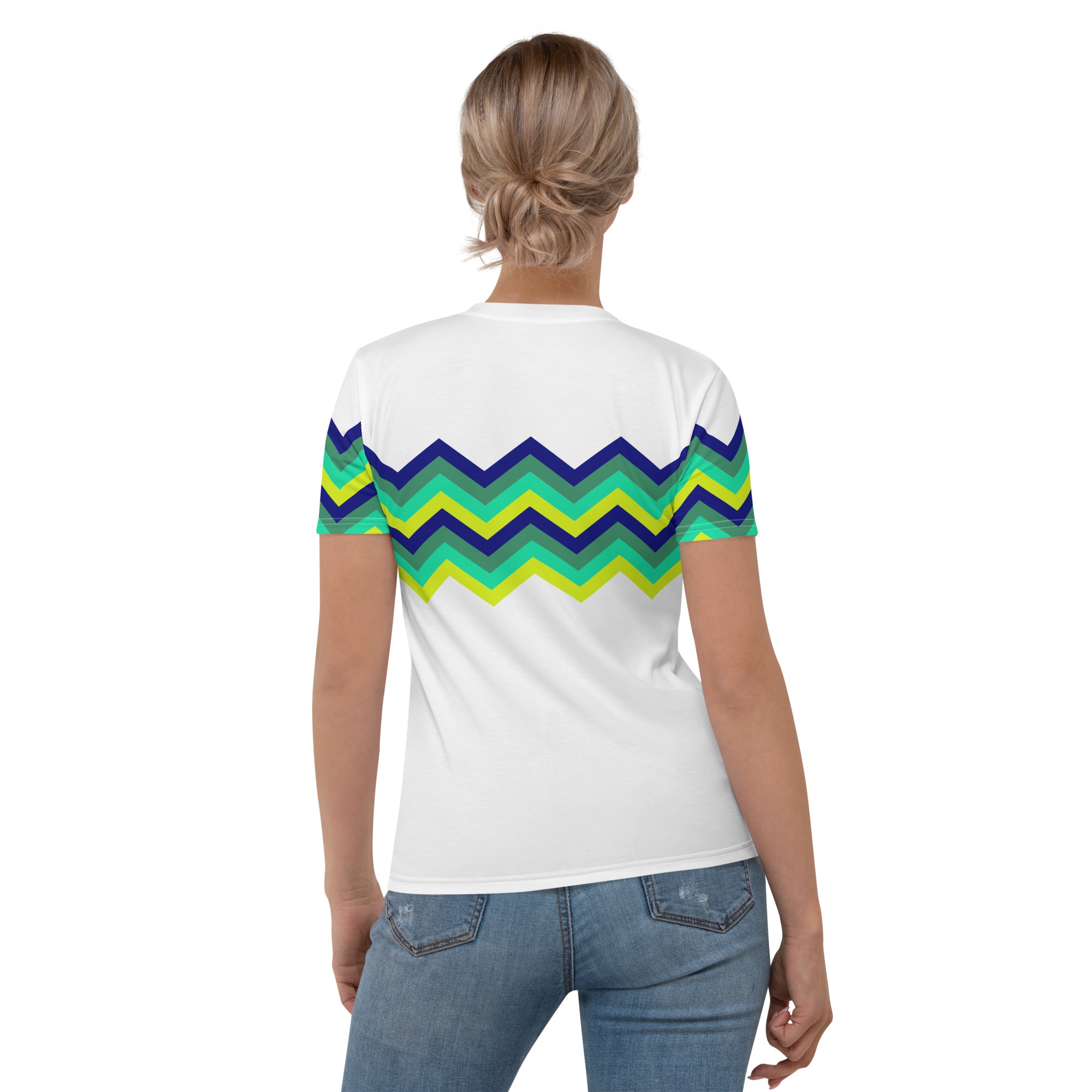 Women's T shirt Multicolor Zigzag IV white