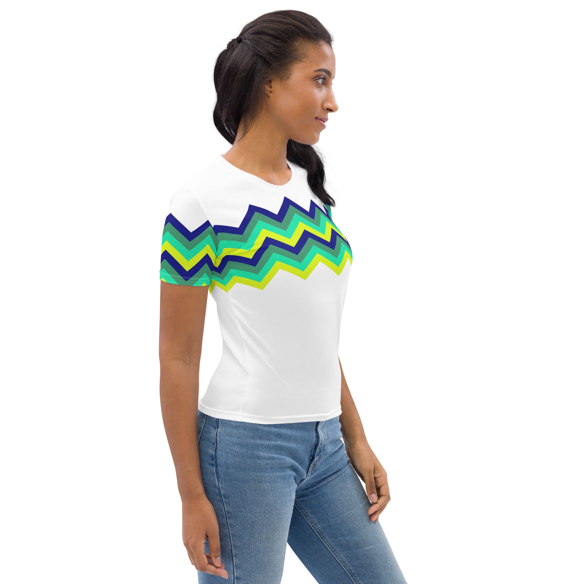 Women's T shirt Multicolor Zigzag IV white