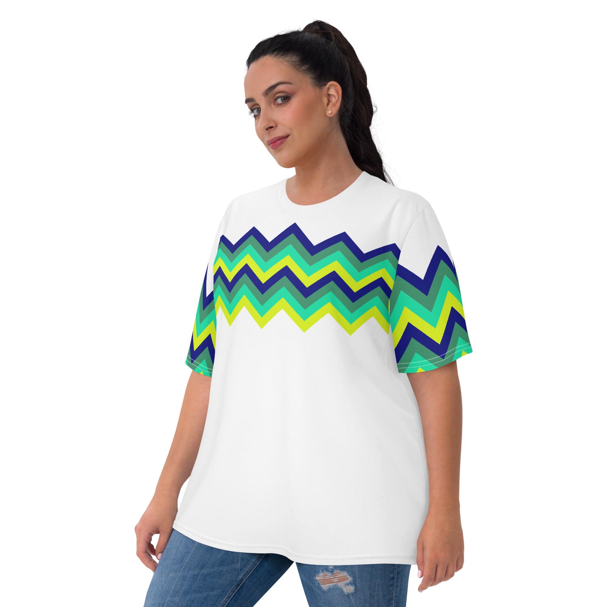 Women's T shirt Multicolor Zigzag IV white