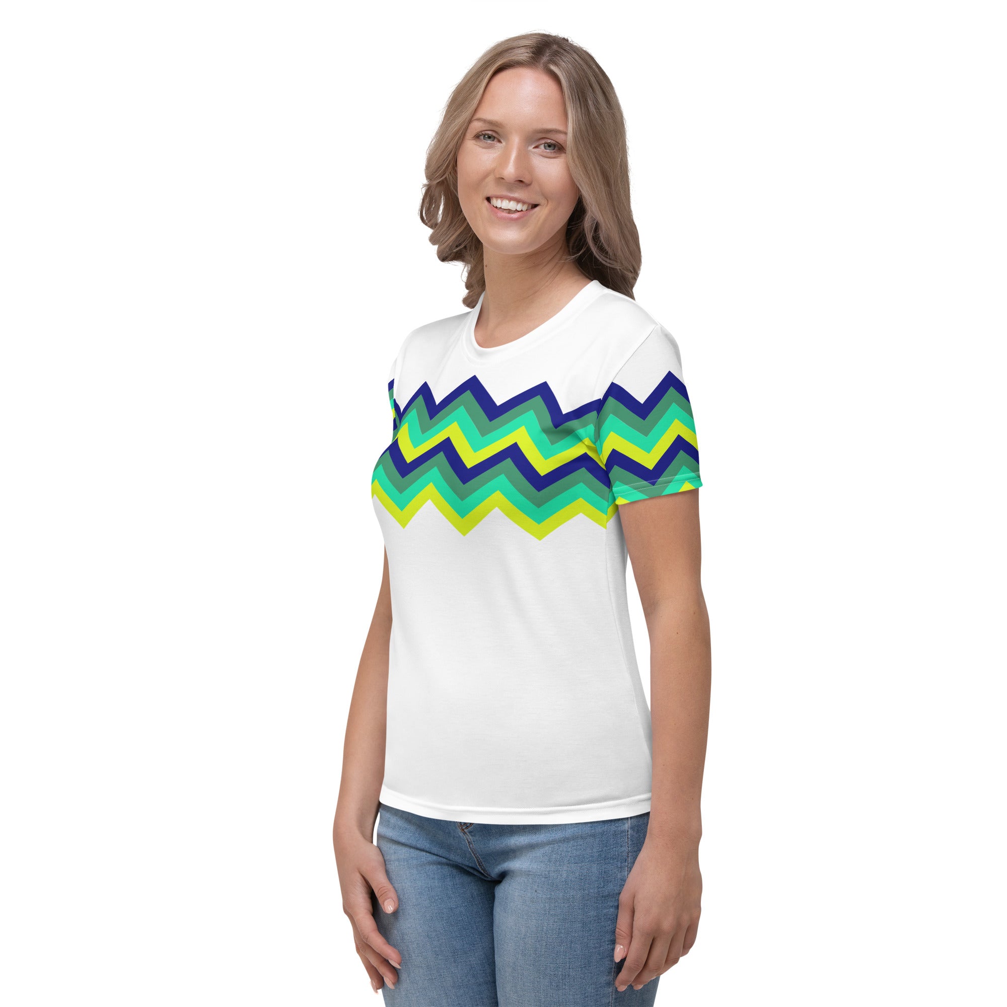 Women's T shirt Multicolor Zigzag IV white