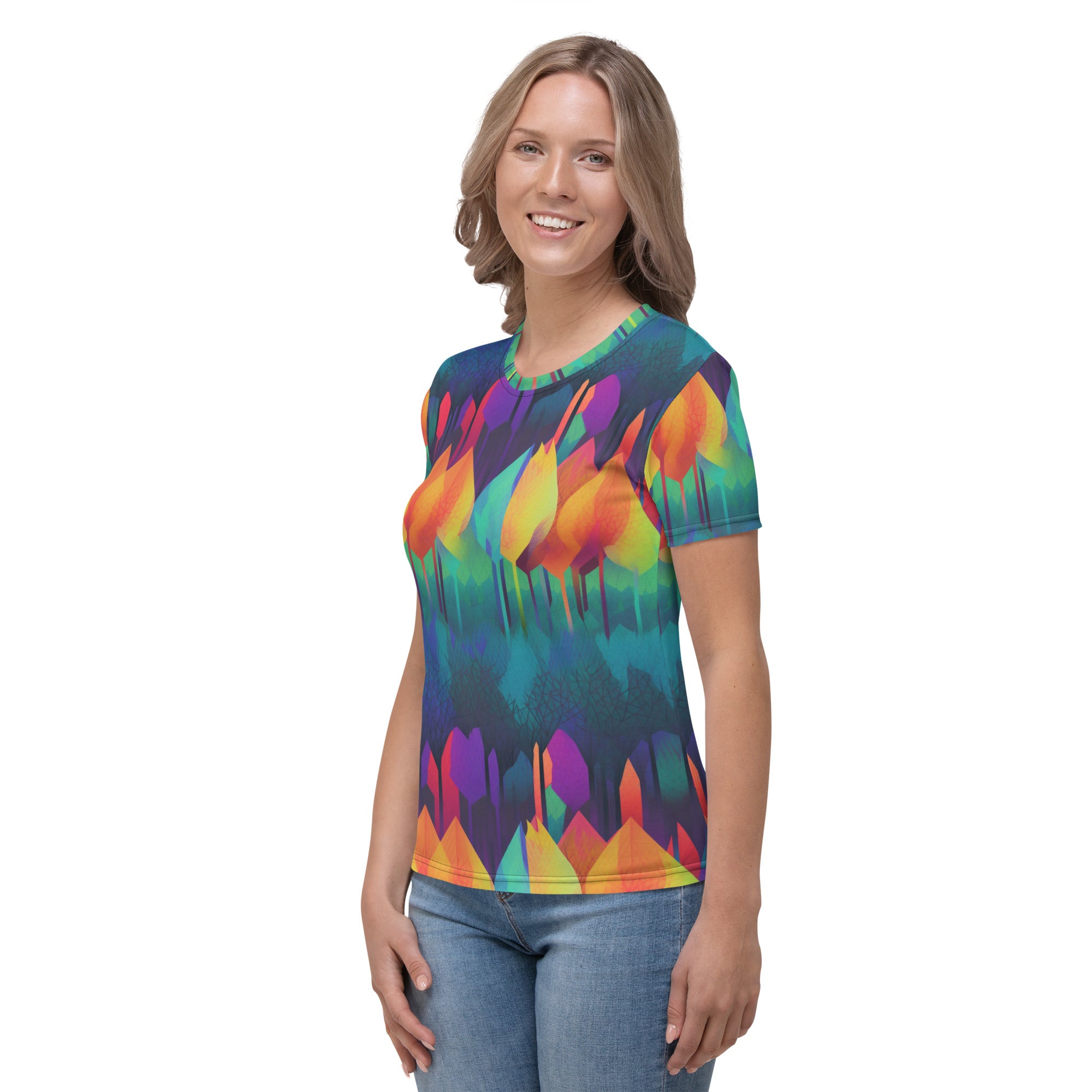 Women's T shirt Rainbow Forest Pattern I