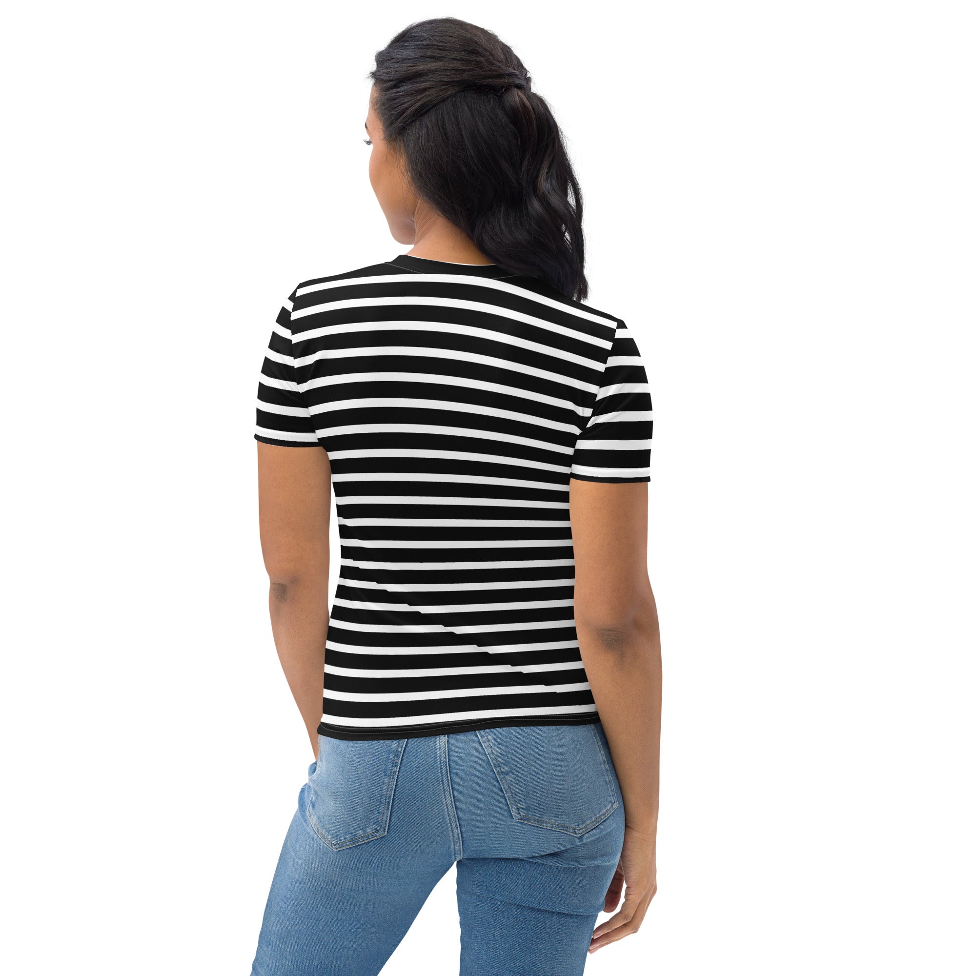 Women's T shirt White and Black Striped