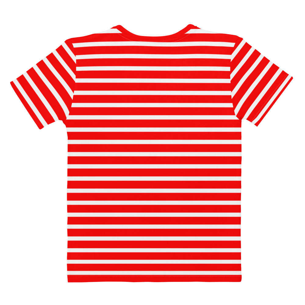 Women's T shirt White and Red Striped