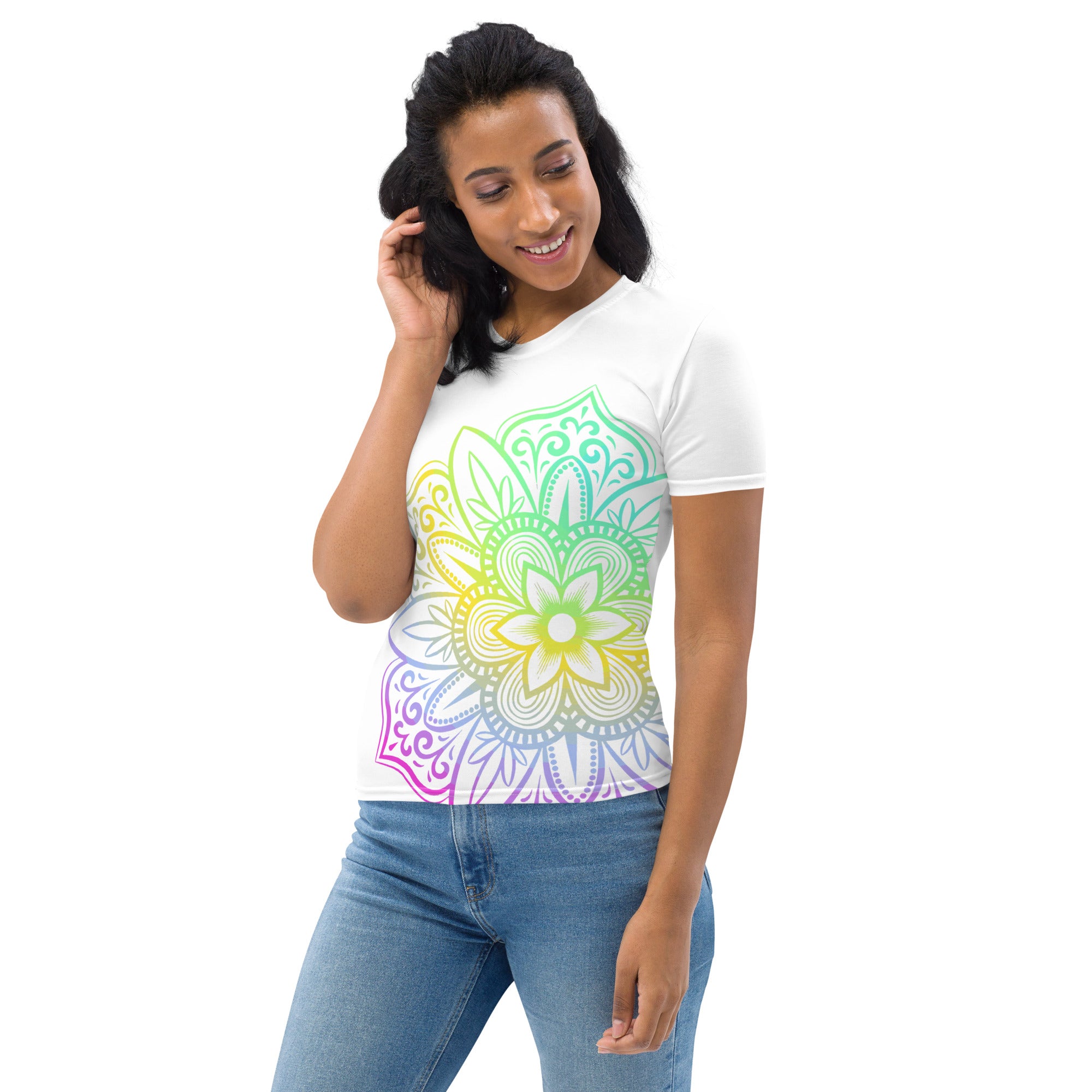 Women's T shirt White Mandala