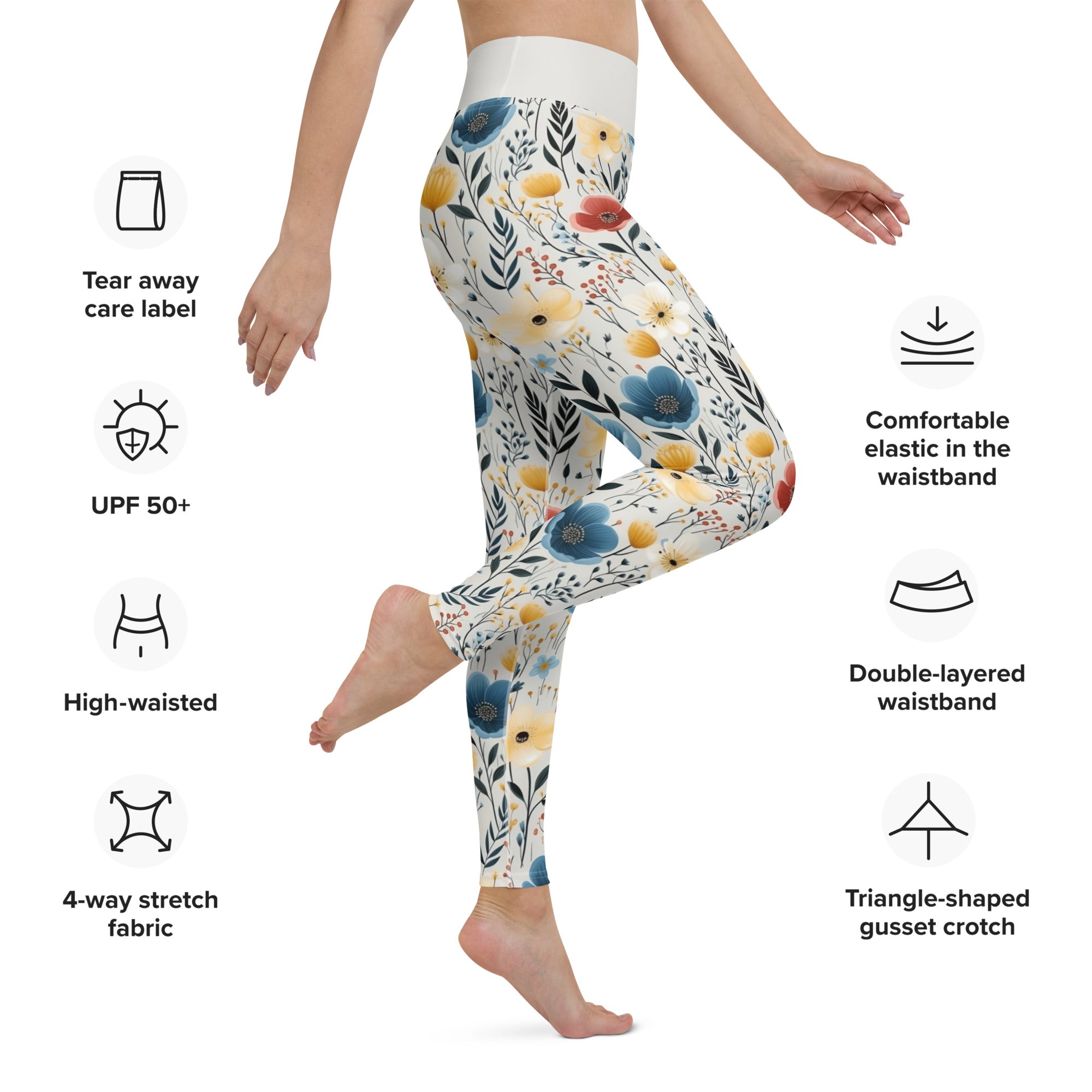 Yoga Leggings Butterfly Garden Yellow