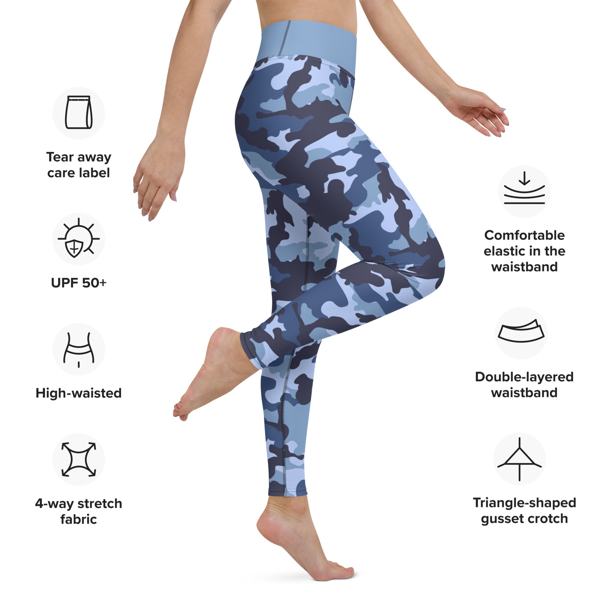 Yoga Leggings Camo Blue