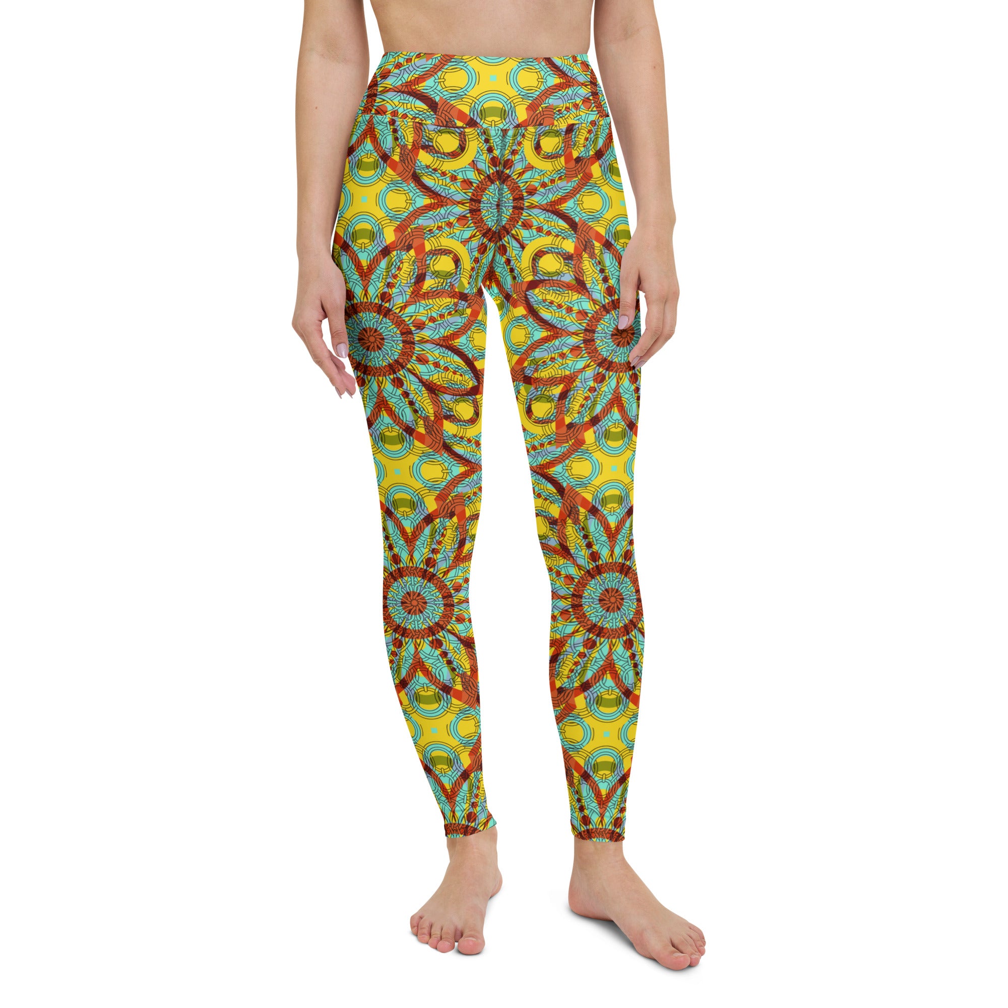 Yoga Leggings Floral Kaleidoscope Yellow