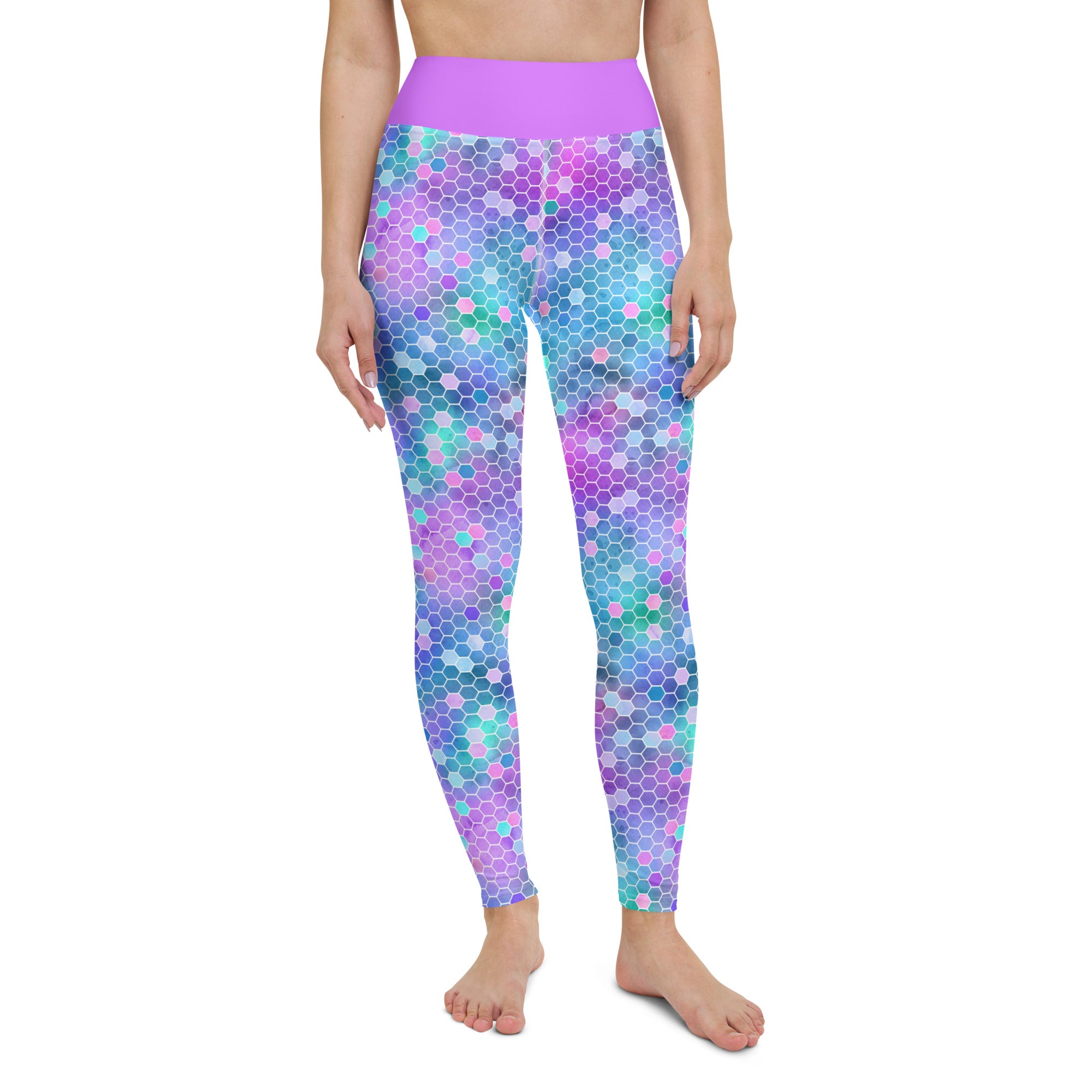 Yoga Leggings Honeycomb Pink and Purple