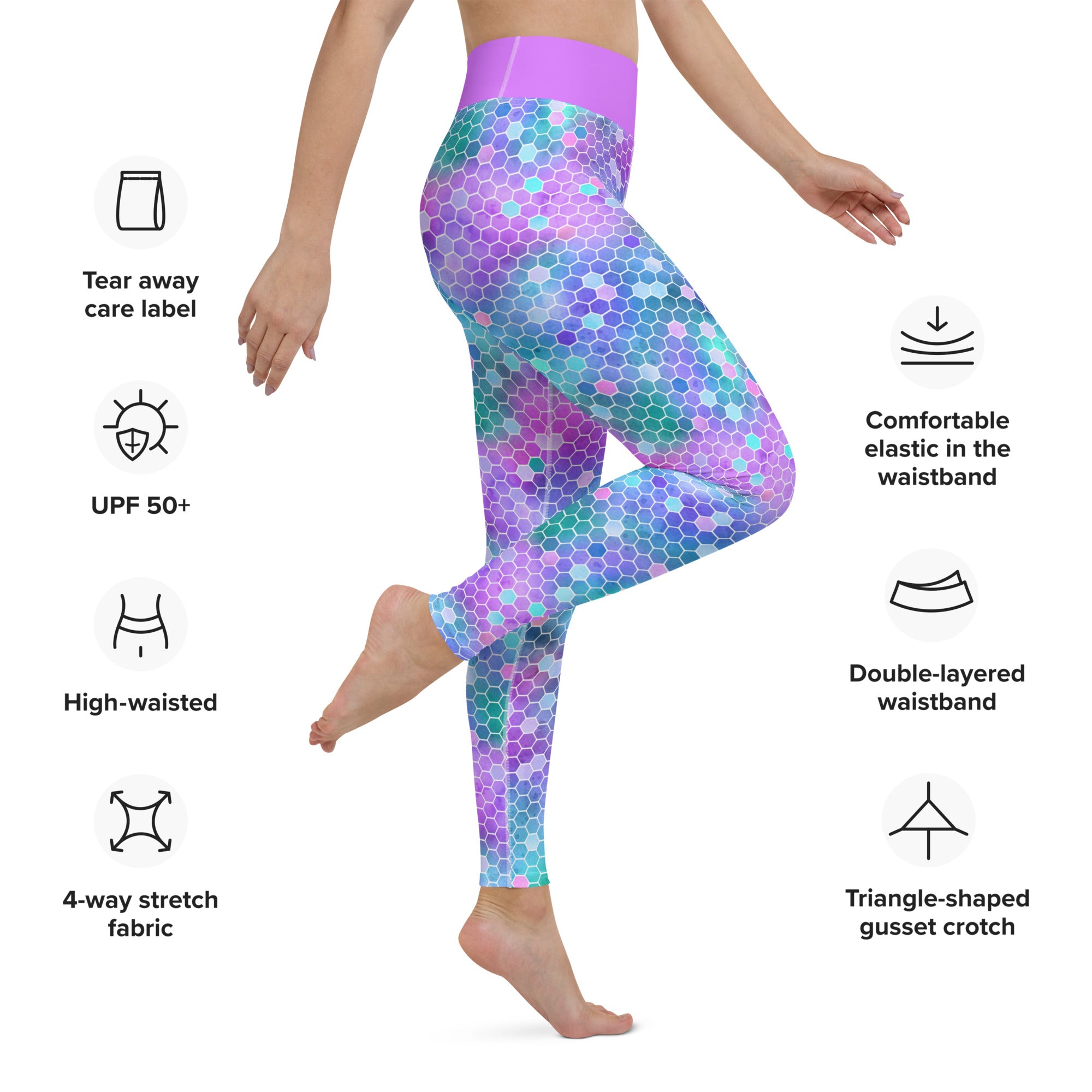 Yoga Leggings Honeycomb Pink and Purple