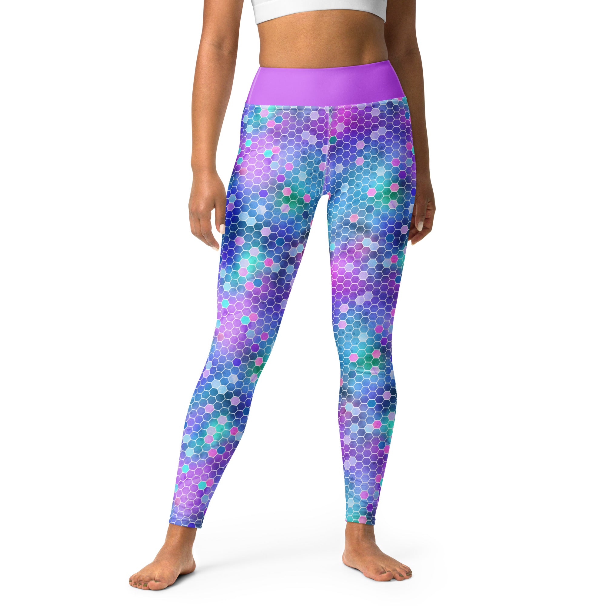 Yoga Leggings Honeycomb Pink and Purple