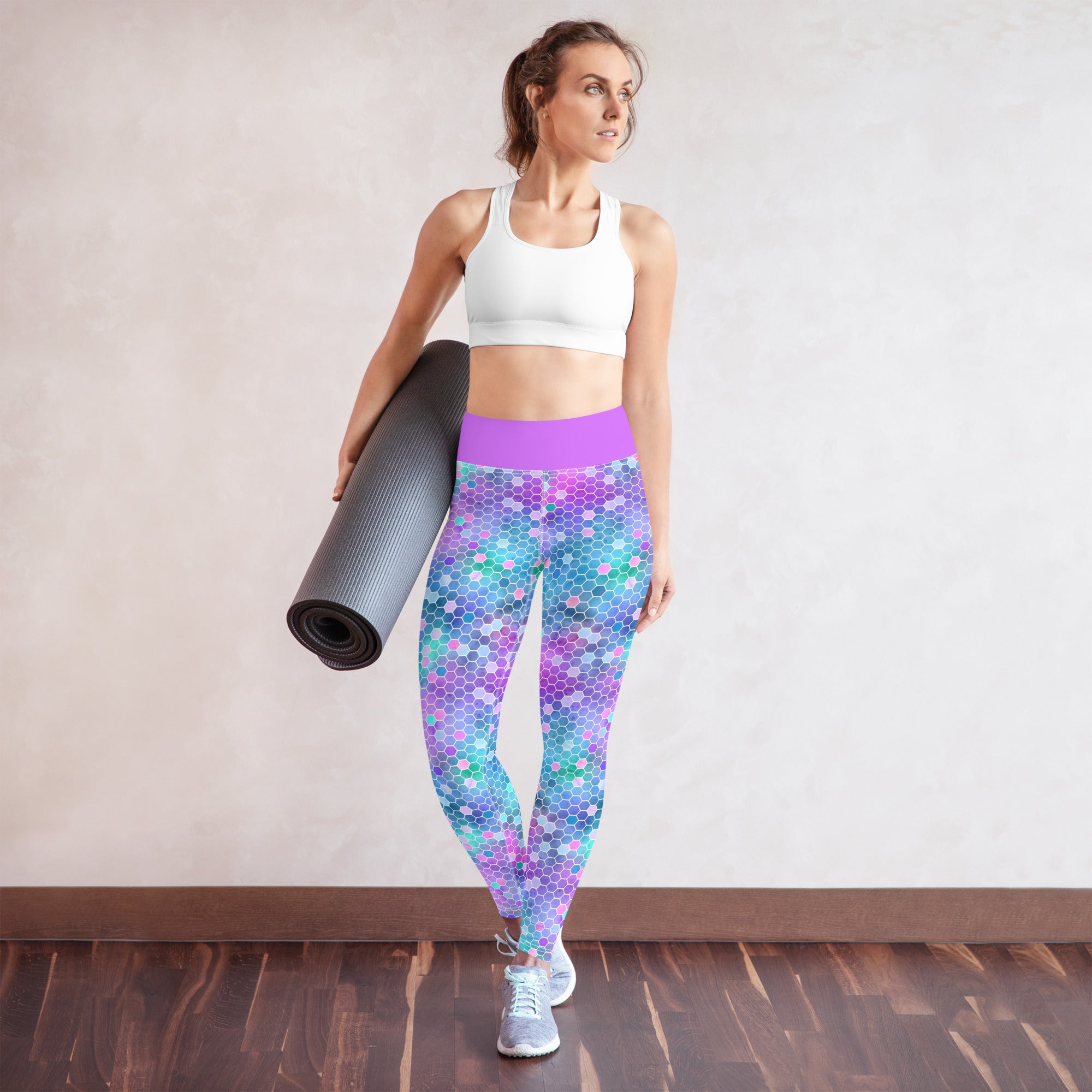 Yoga Leggings Honeycomb Pink and Purple