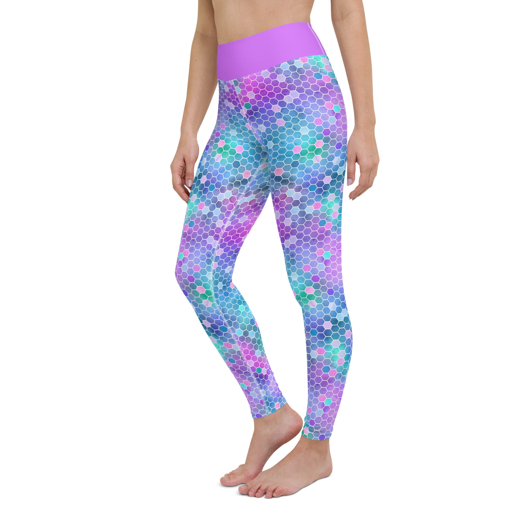 Yoga Leggings Honeycomb Pink and Purple
