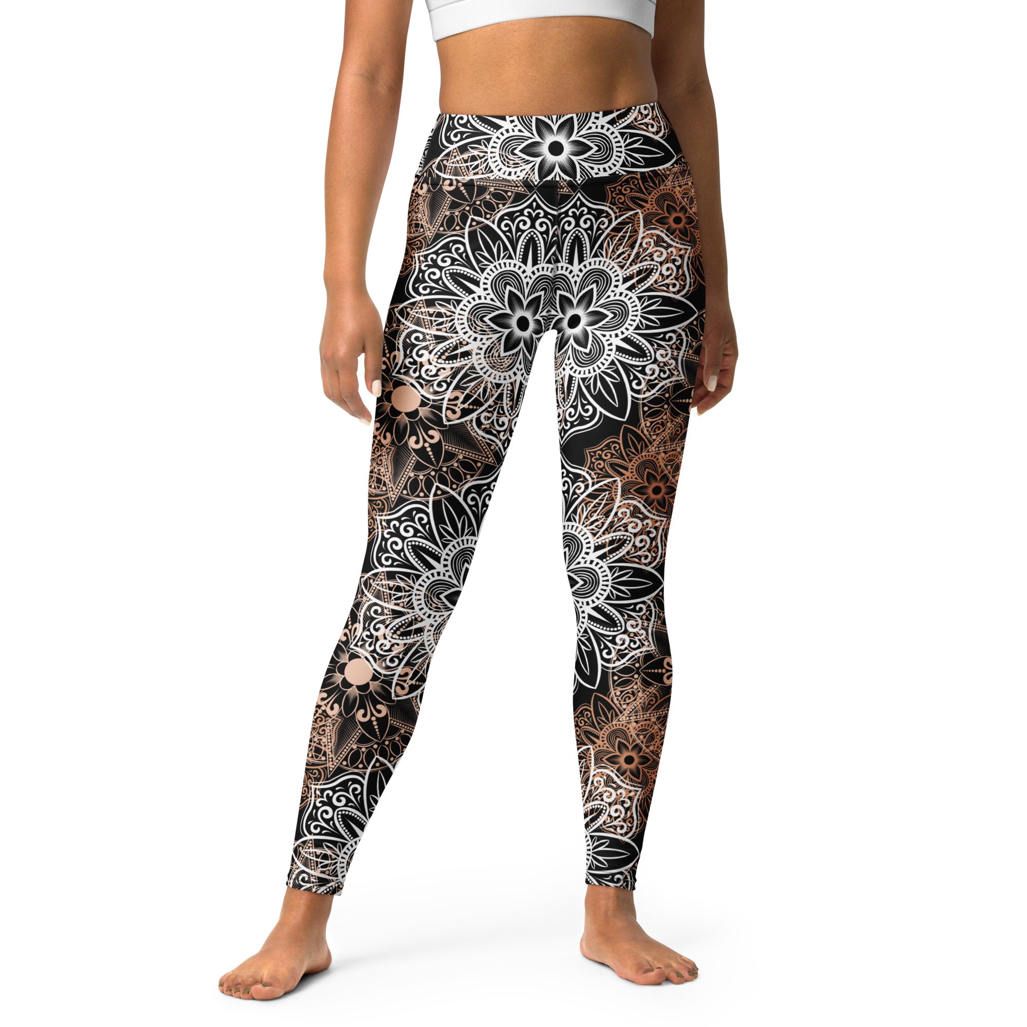 Yoga Leggings Mandala Brown and Black