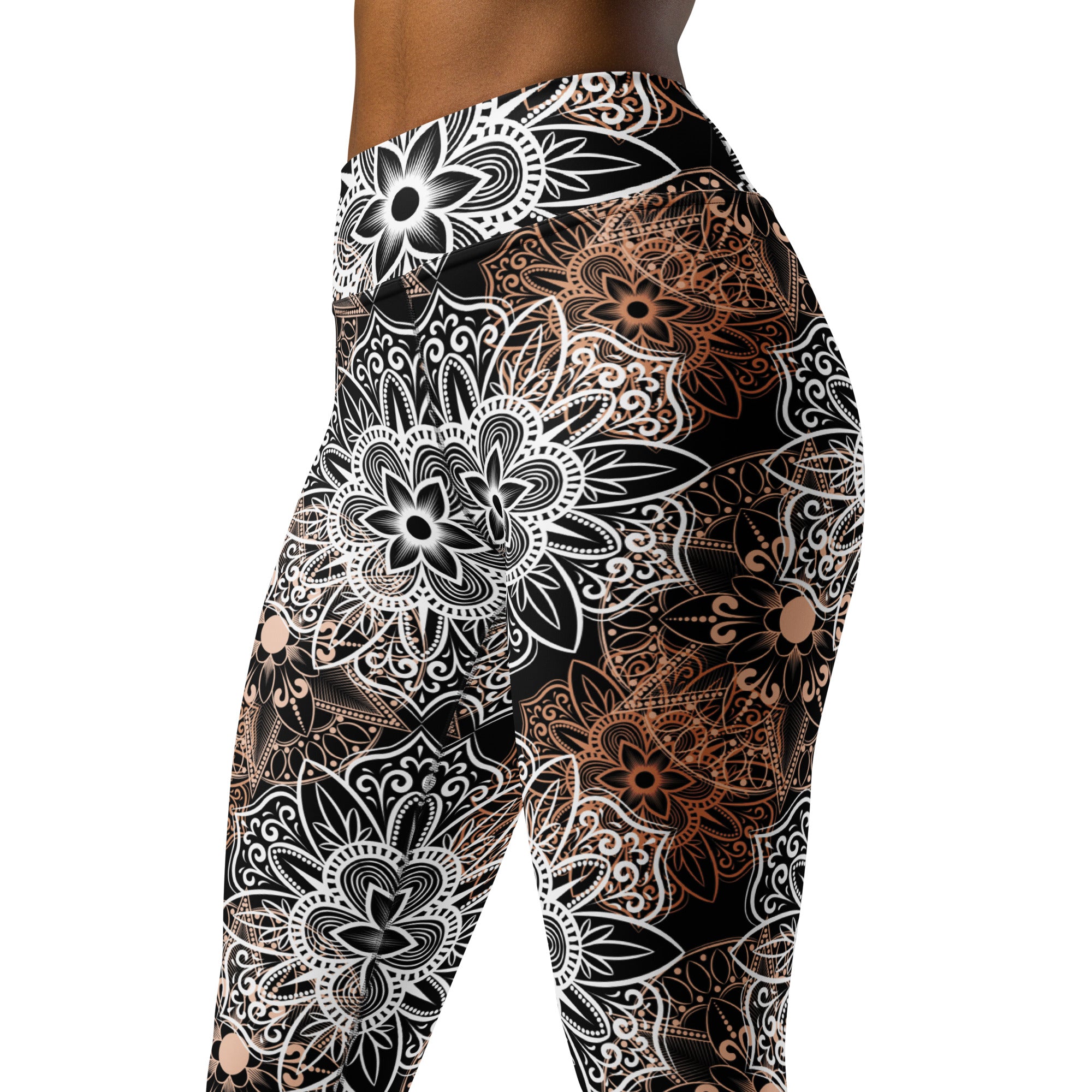 Yoga Leggings Mandala Brown and Black