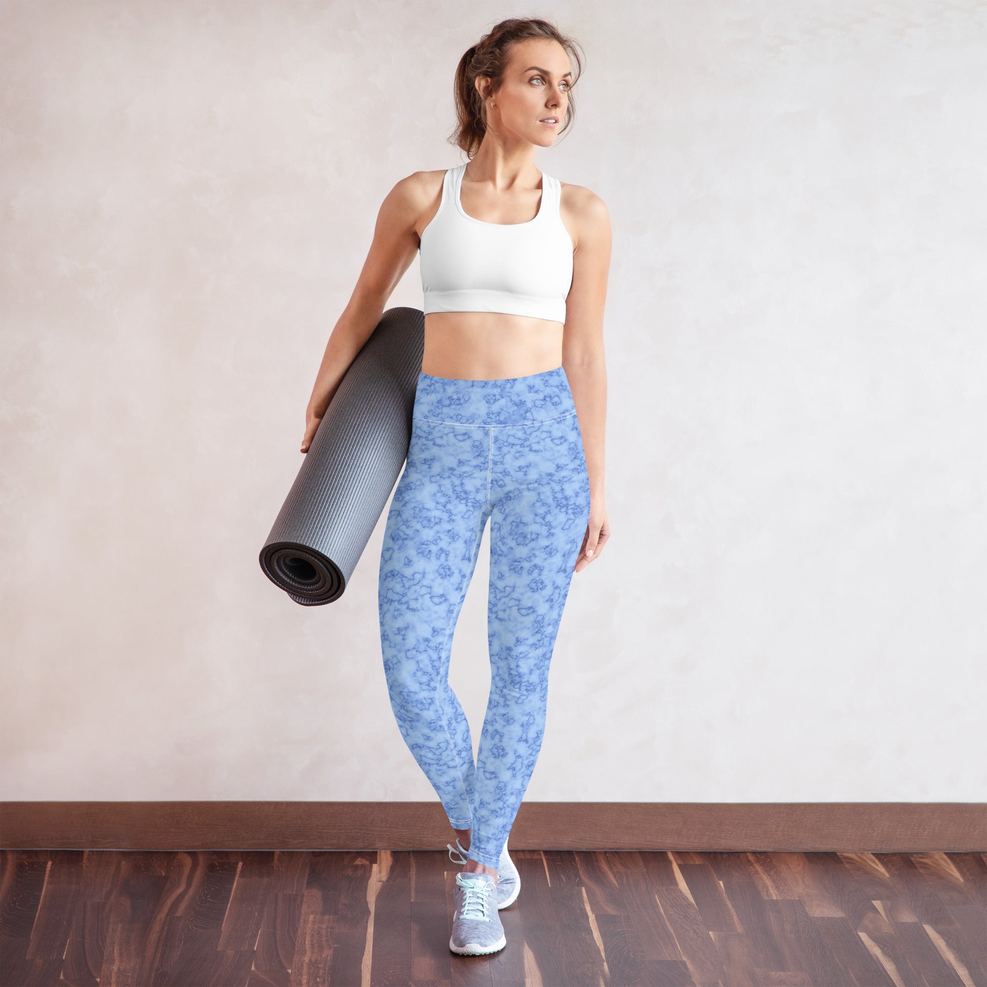 Yoga Leggings Marble Light Blue